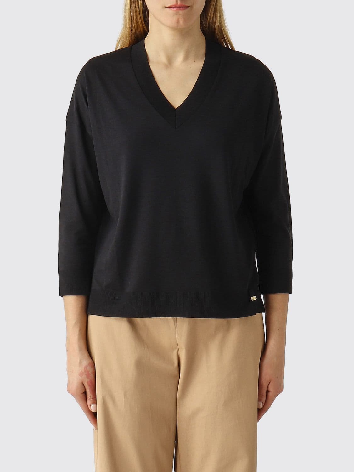 Herno Teddy Bear Print V-Neck Lyocell Jumper