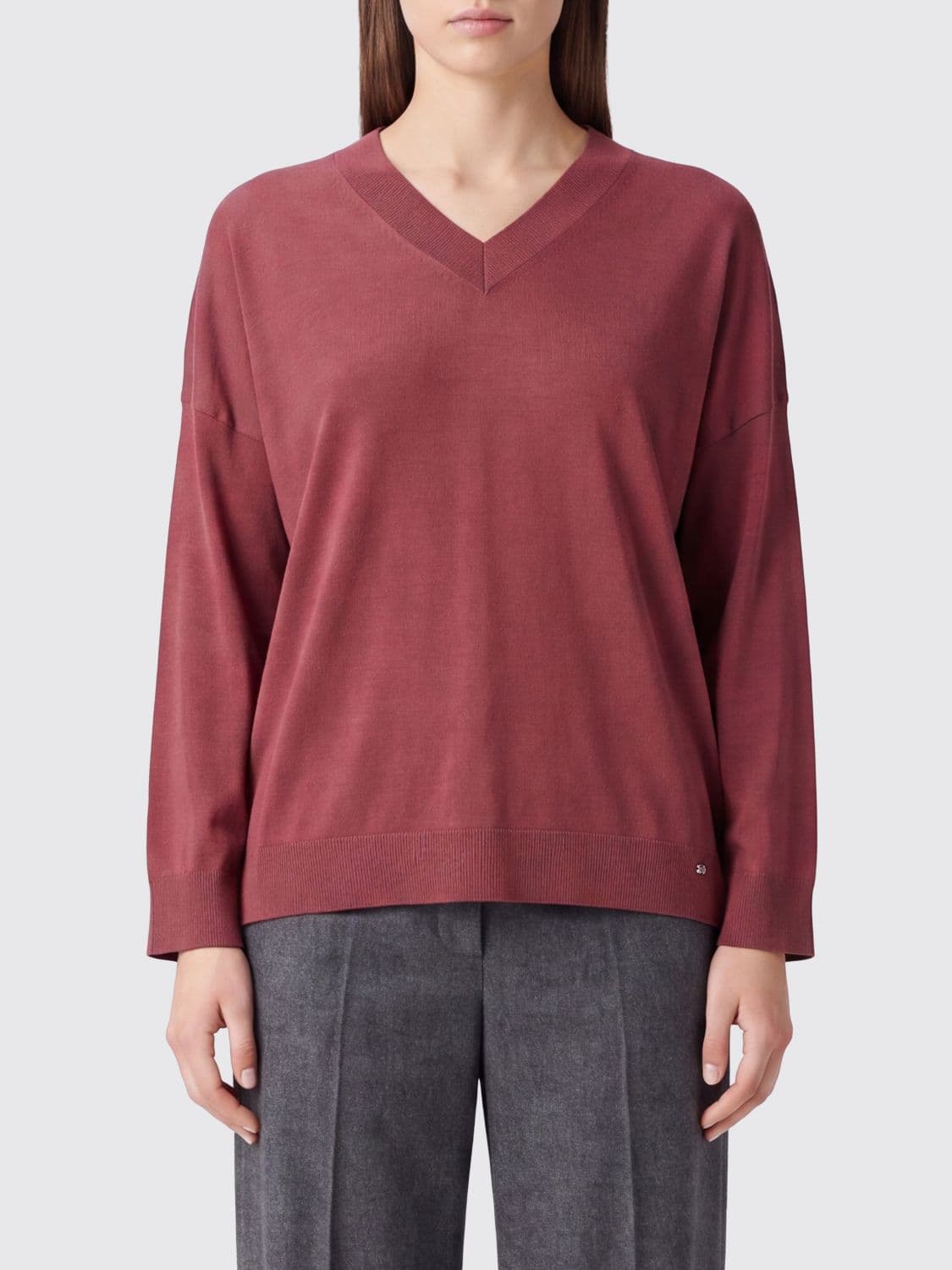 Herno Teddy Bear Print V-Neck Lyocell Jumper