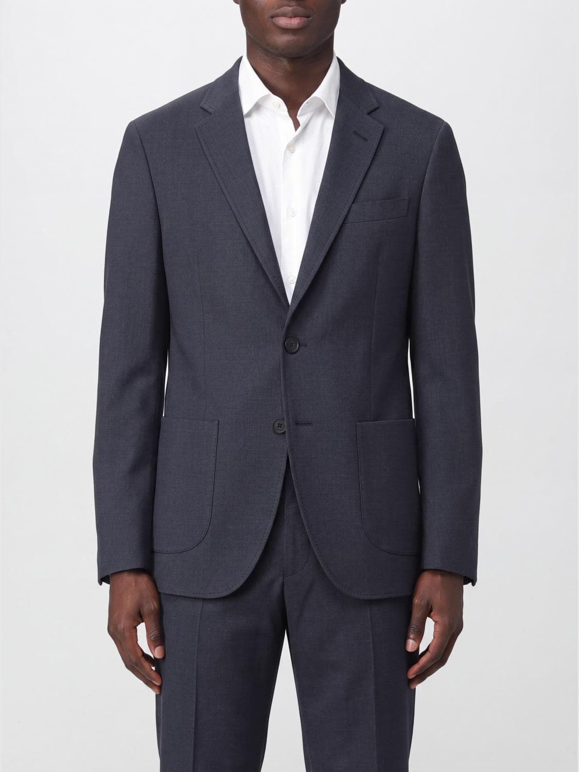 Herno Single-Breasted Linen Blazer with Notch Lapels and Patch Pockets