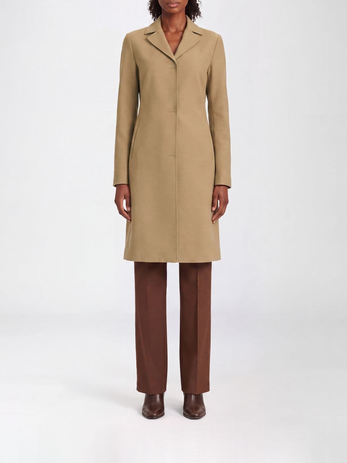 Herno Knee-Length Single-Breasted Coat in Stretch Technical Fabric · 42