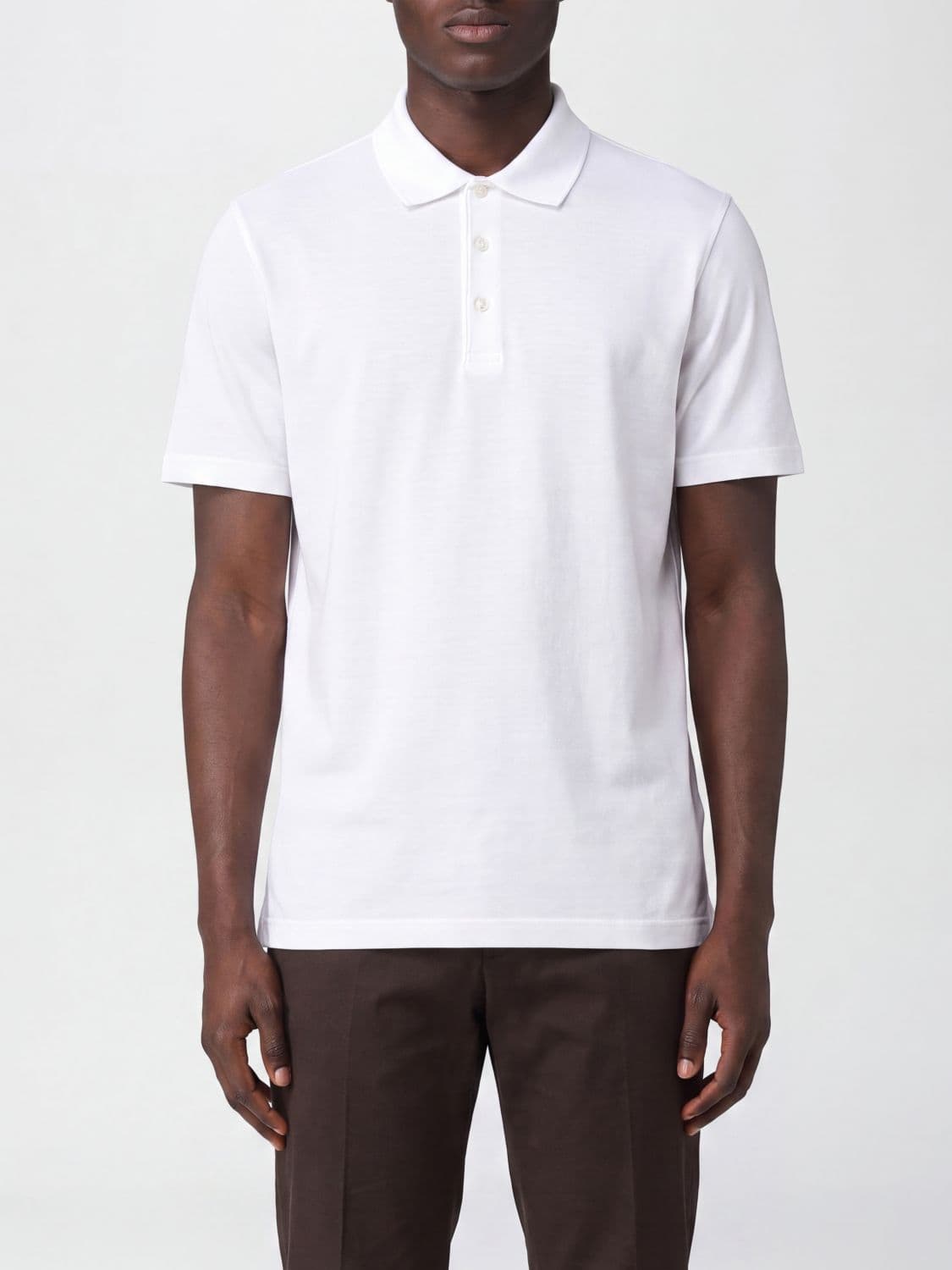 Herno Short-Sleeved Cotton Polo Shirt with Classic Three-Button Collar