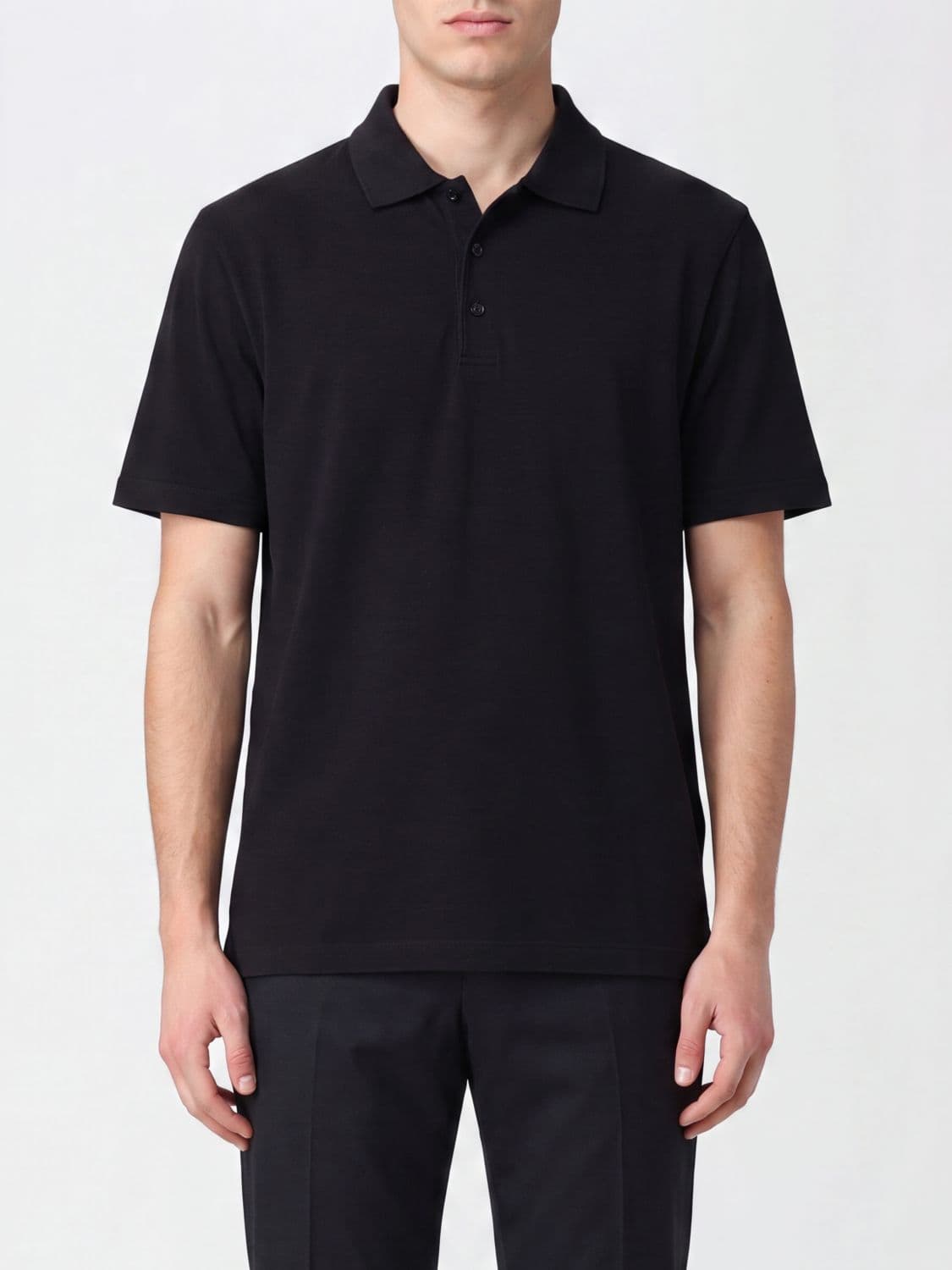 Herno Short-Sleeved Cotton Polo Shirt with Classic Three-Button Collar