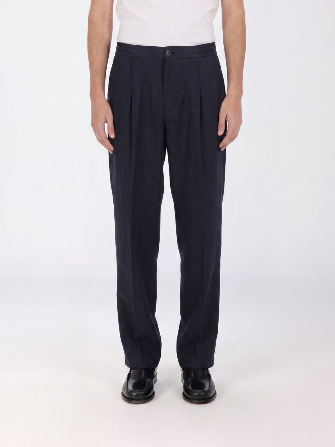 Herno Pleated Linen and Cotton Blend Tailored Trousers