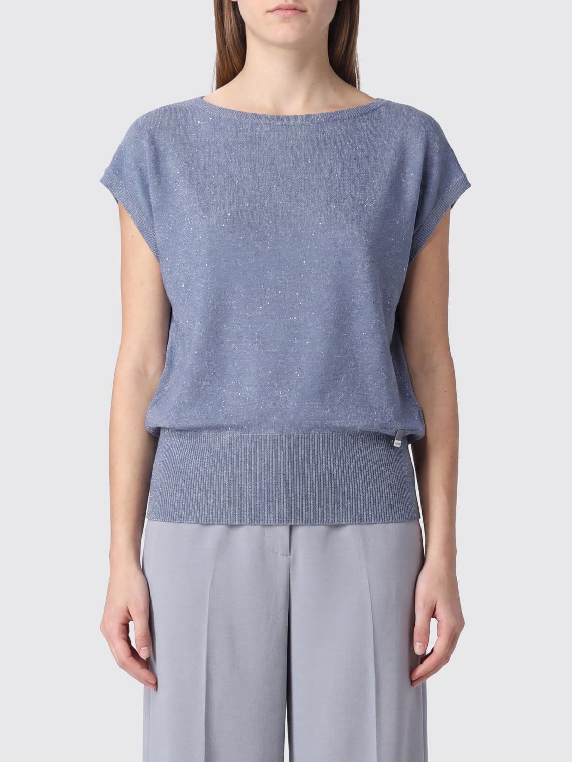 Herno Slim Fit Short-Sleeved Jumper in Viscose with Ribbed Trim