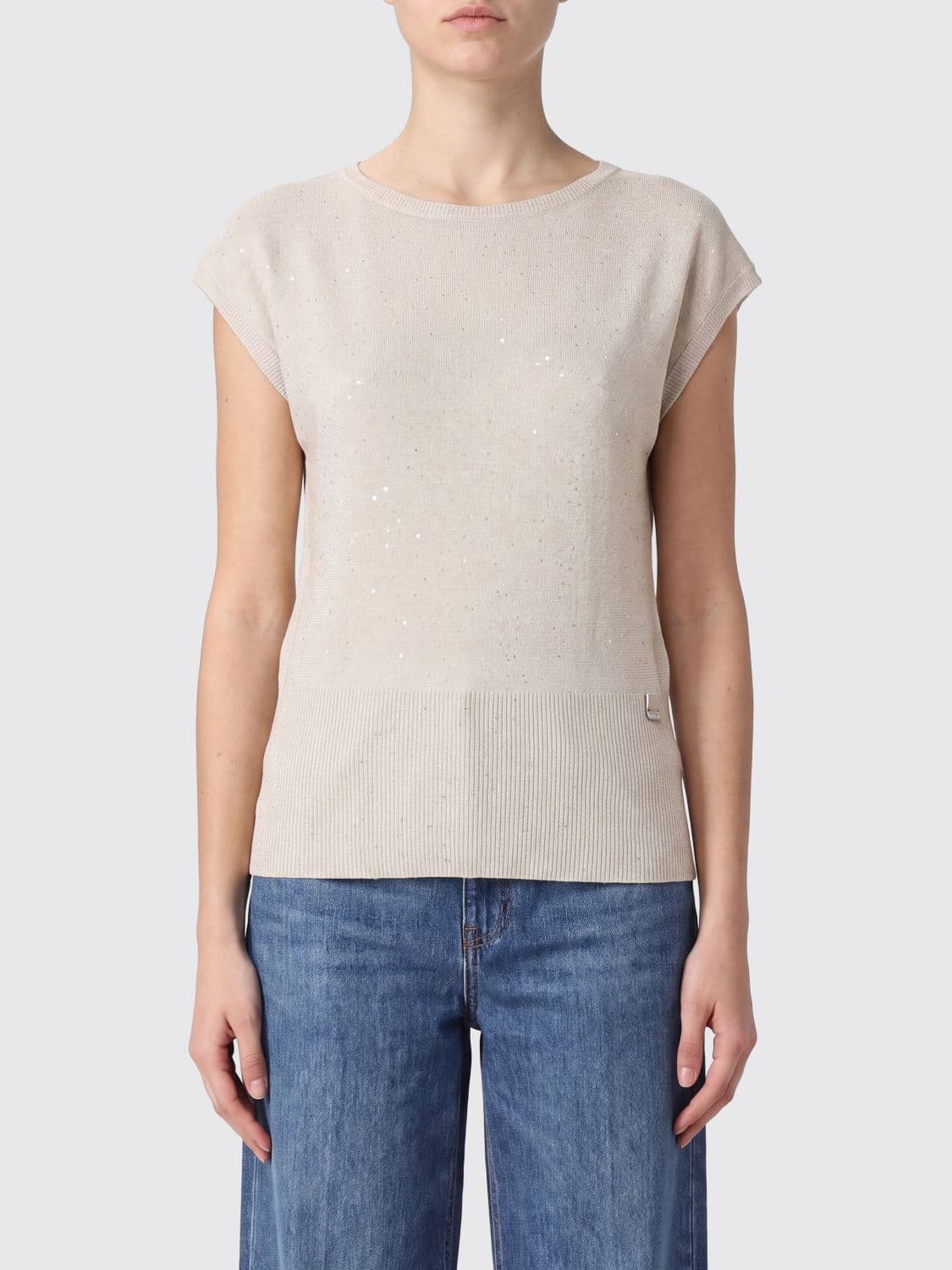 Herno Slim Fit Short-Sleeved Jumper in Viscose with Ribbed Trim