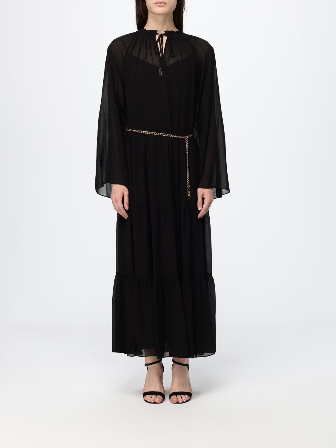 Michael Kors Midi Tunic in Recycled Fabric with Jewelled Belt