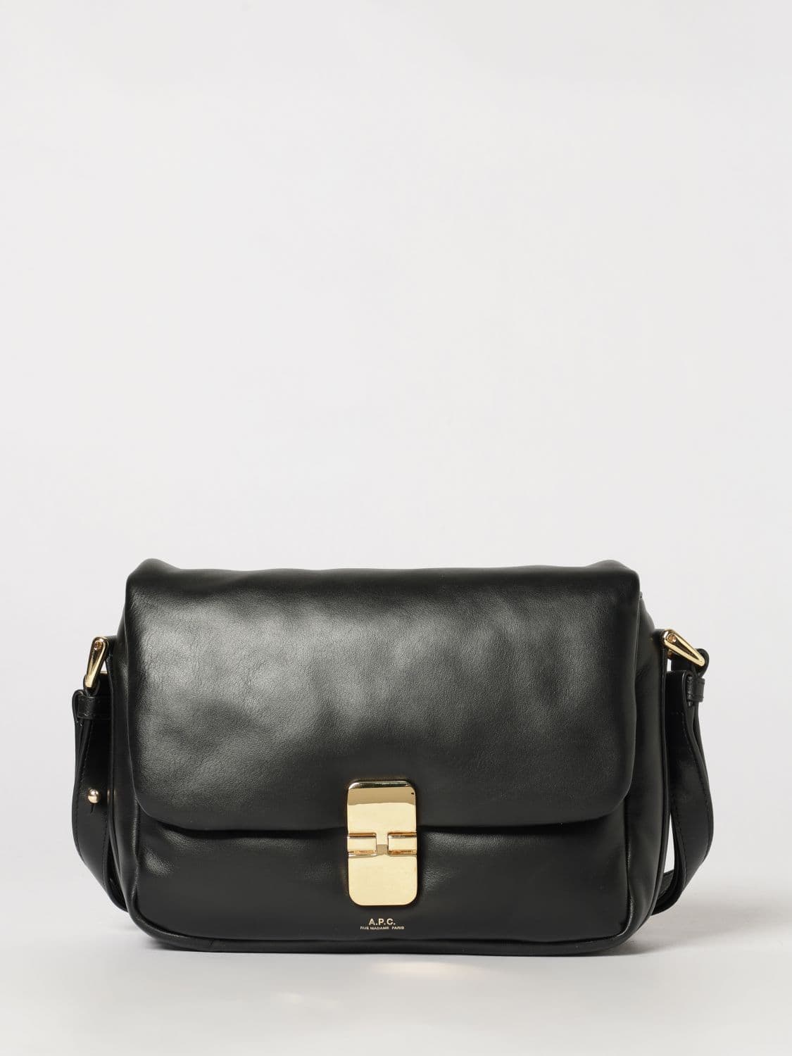 A.p.c. A. P.C. Grace Mini Crossbody Bag in Smooth Leather with Flap and Buckle