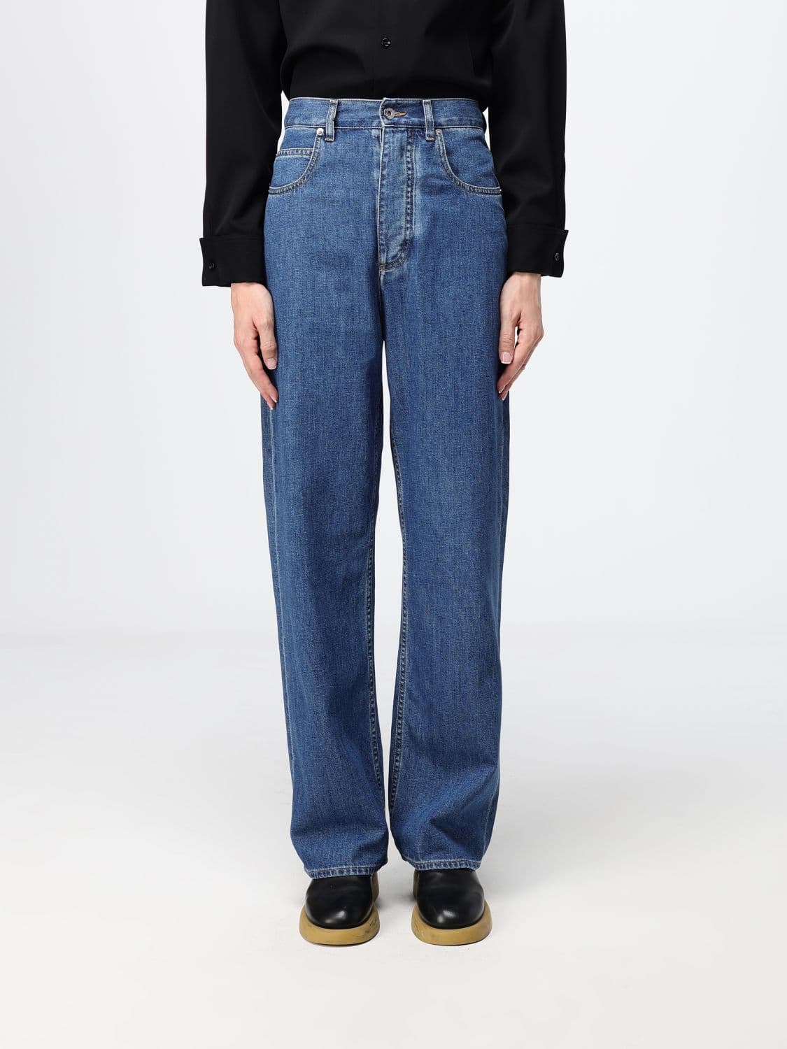 Bottega Veneta High-Waisted Flared Jeans in Cotton Denim