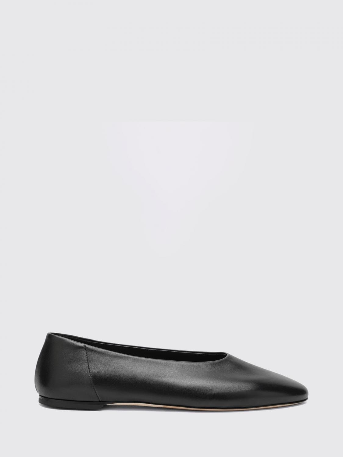 Toteme Smooth Leather Round-Toe Ballet Flats with Leather Sole