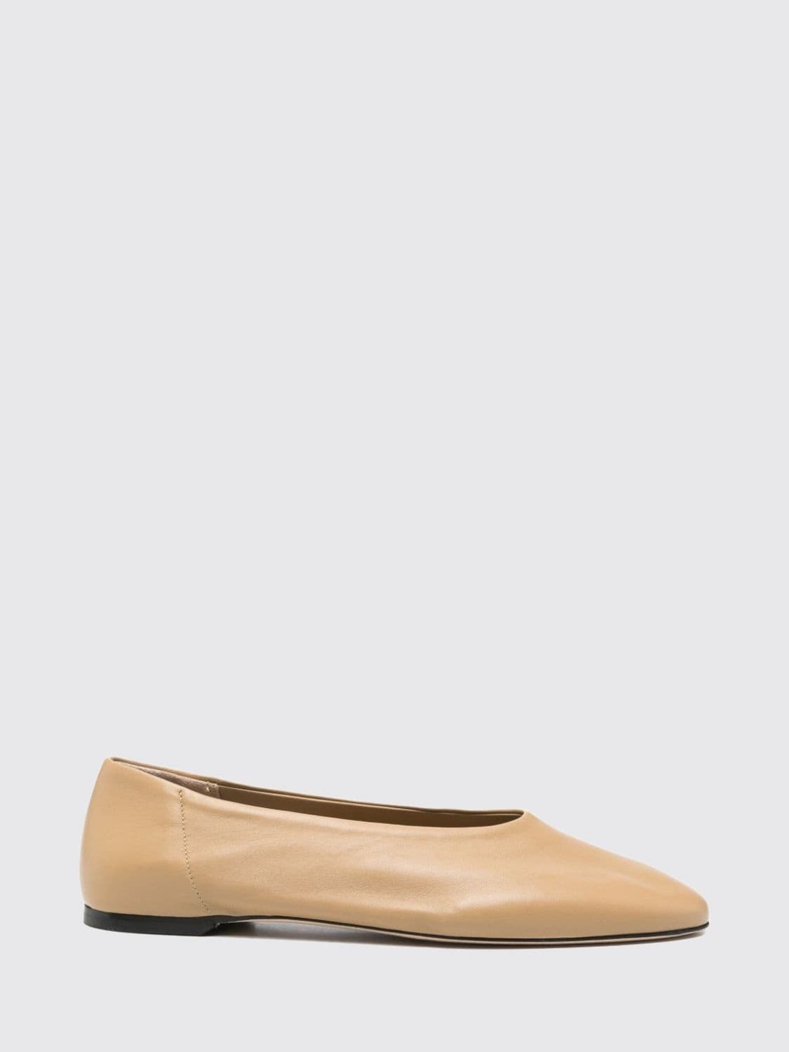 Toteme Smooth Leather Round-Toe Ballet Flats with Leather Sole