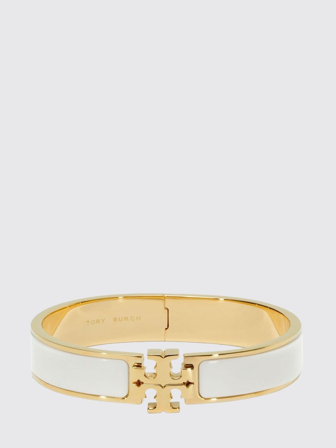 Tory Burch Kira Enameled Brass Bangle with Double T Logo