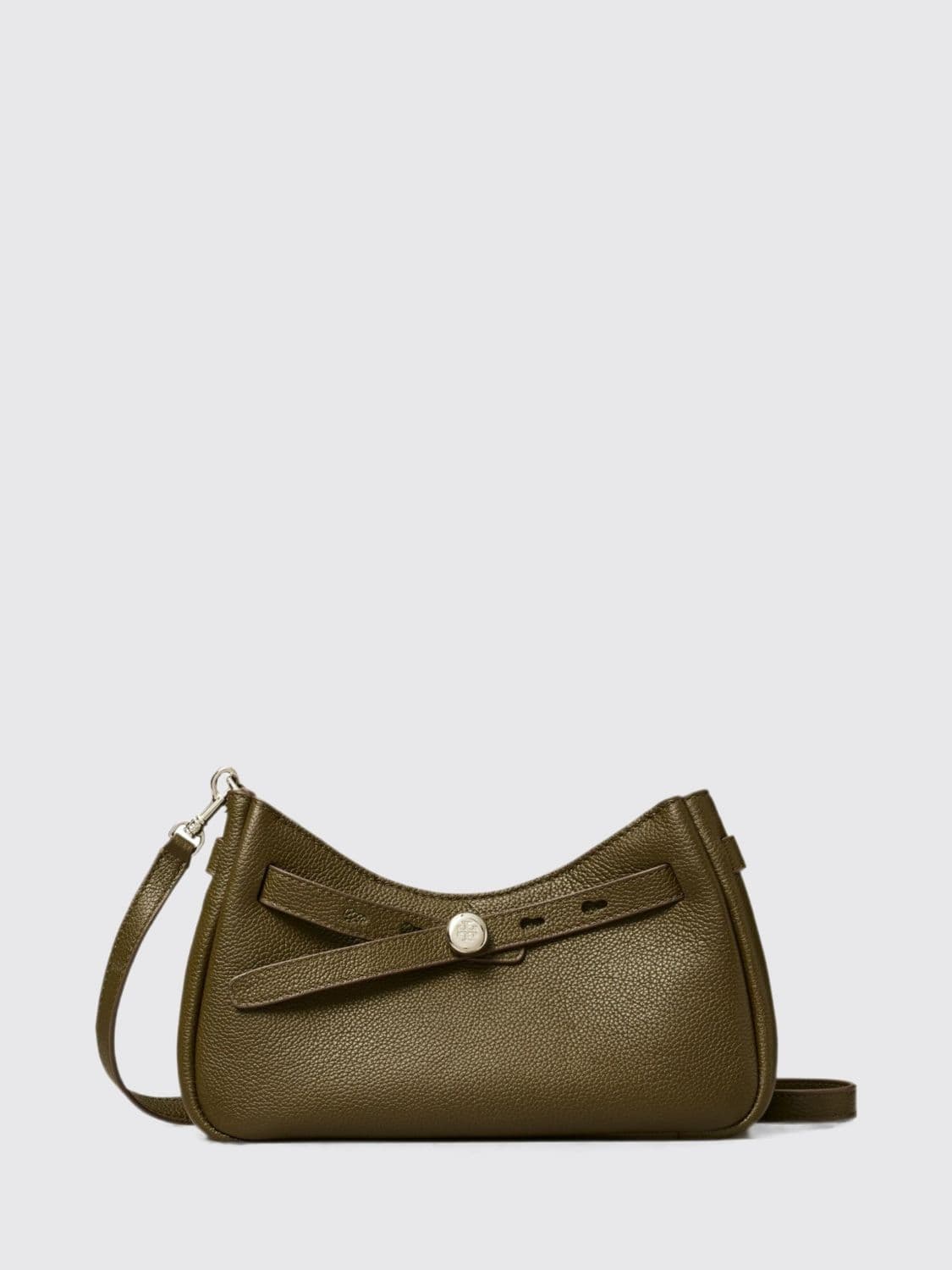 Tory Burch Romy Mini Crossbody Bag in Pebbled Leather with Double T Logo