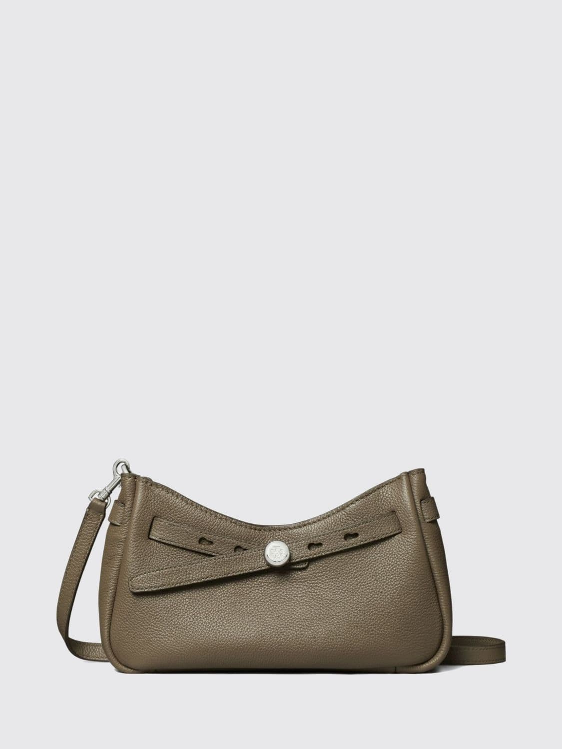 Tory Burch Romy Mini Crossbody Bag in Pebbled Leather with Double T Logo