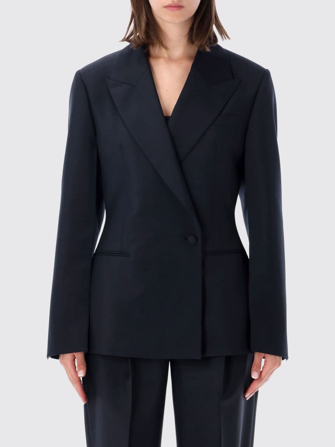 Rohe Double-Breasted Wool Blazer with Peak Lapels and Welt Pockets