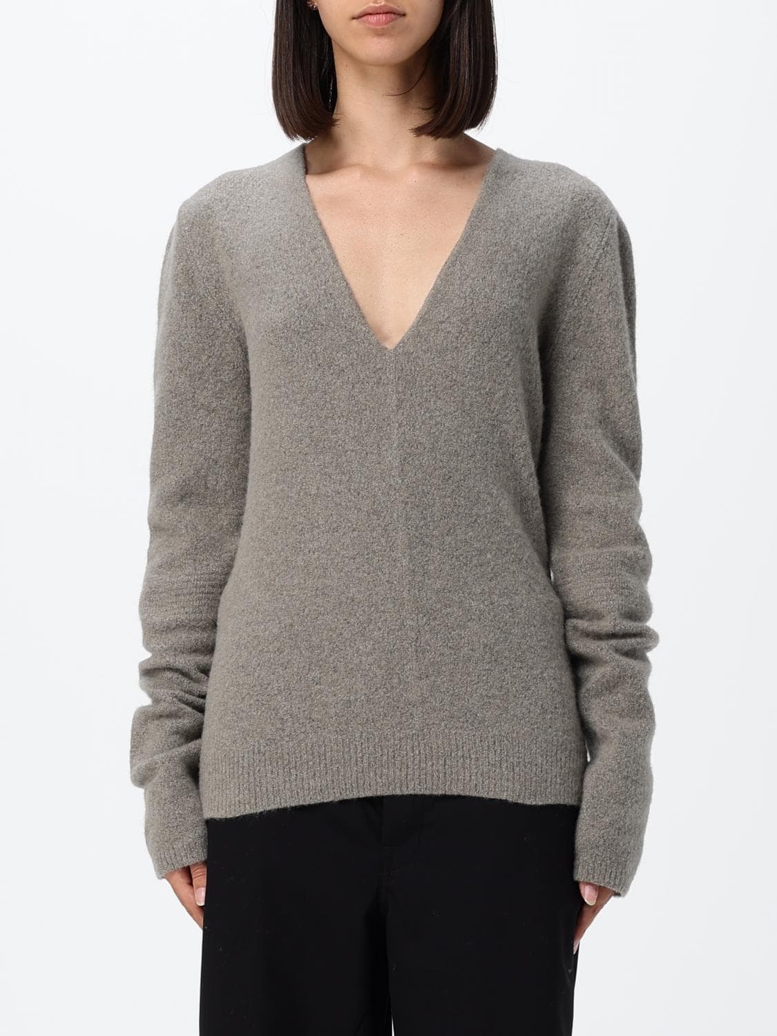 Rick Owens Long Cashmere Knit Waistcoat with Deep V-Neck