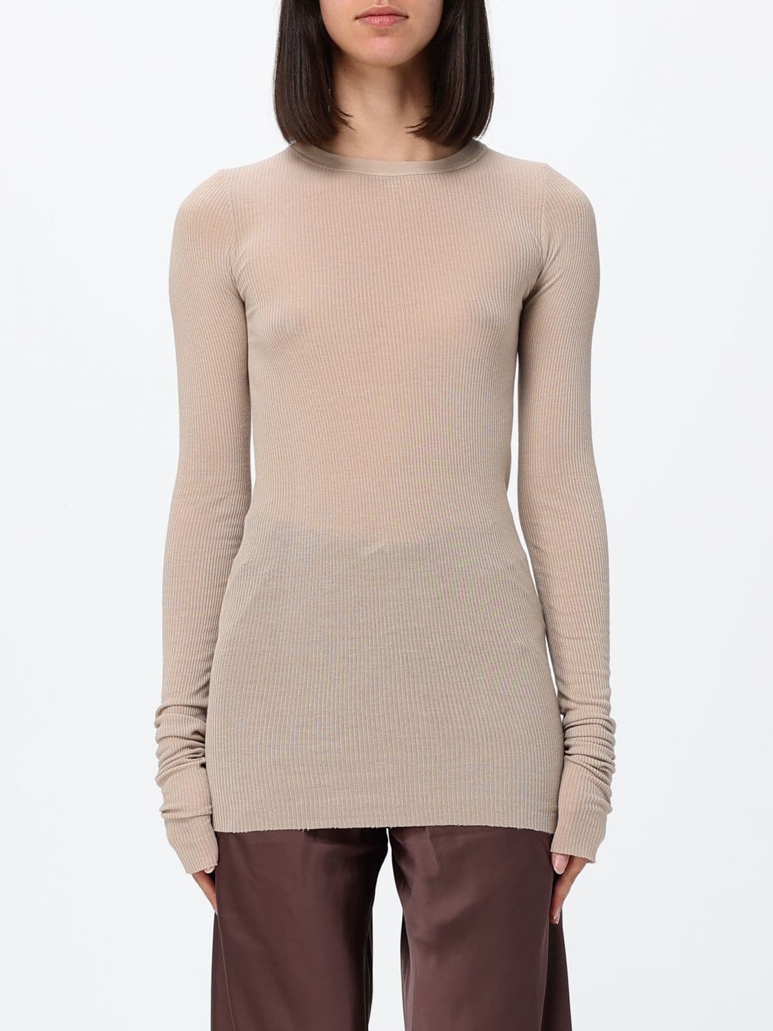 Rick Owens Slim Fit Long-Sleeved Top in Viscose and Silk