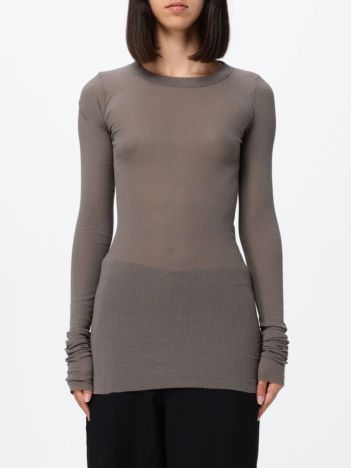 Rick Owens Slim Fit Long-Sleeved Top in Viscose and Silk
