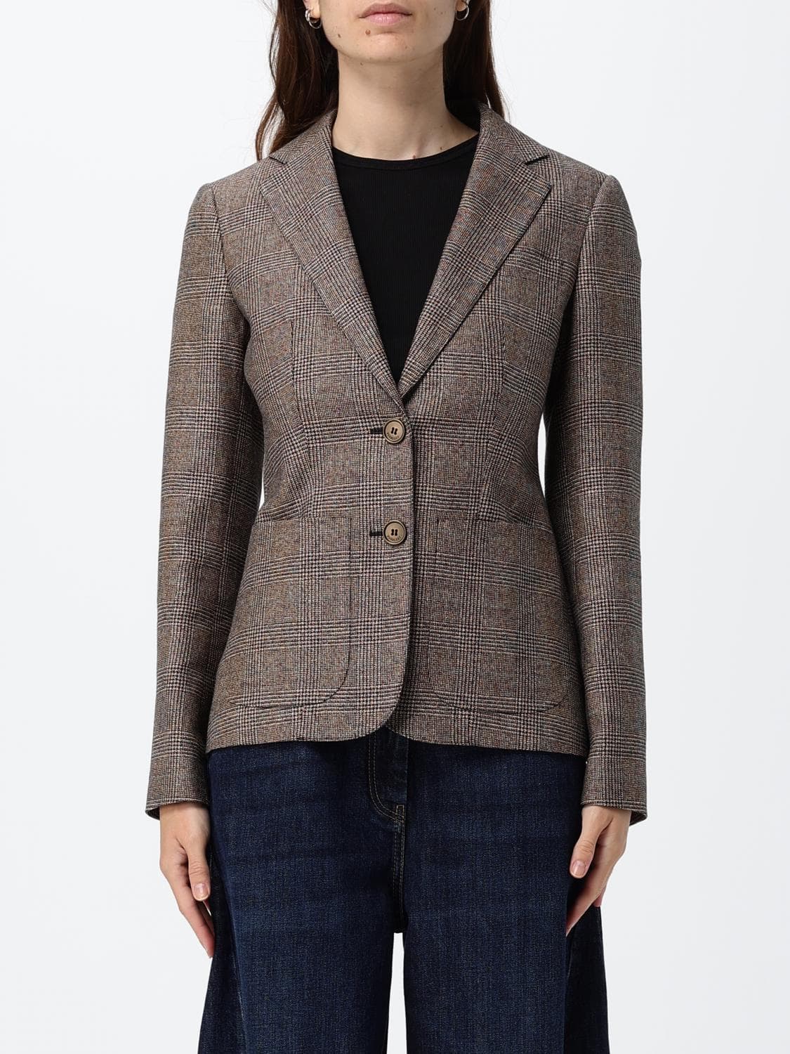 Burberry Slim Fit Single-Breasted Tartan Blazer in Linen and Wool