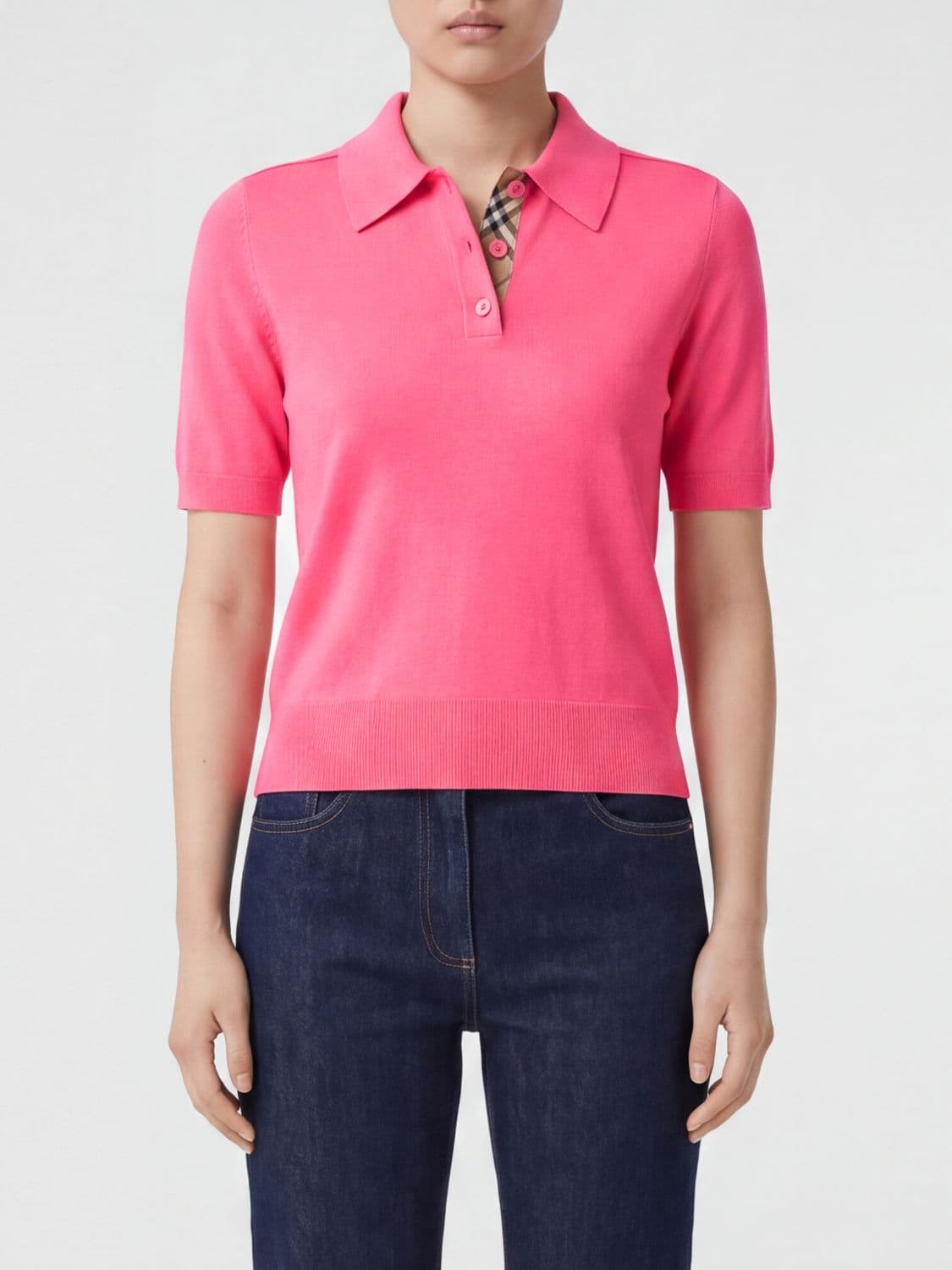 Burberry Short-Sleeved Merino Wool Knit Polo Shirt