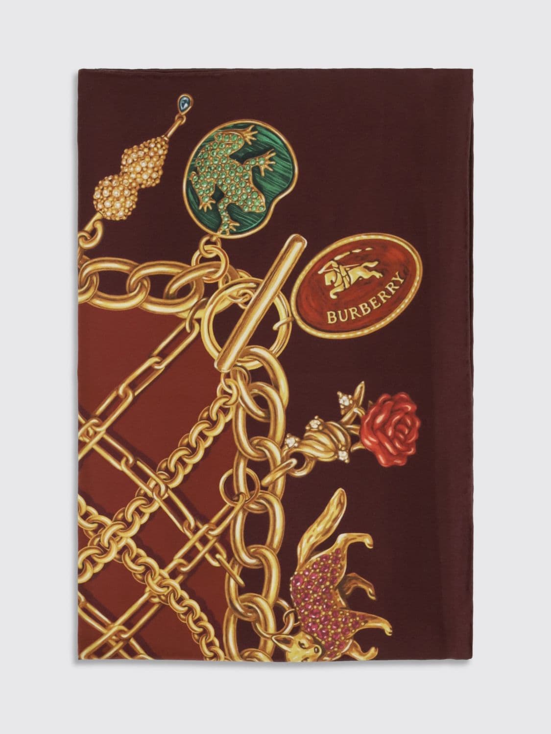 Burberry Square Pure Silk Scarf with Graphic Print and EKD Logo · OS