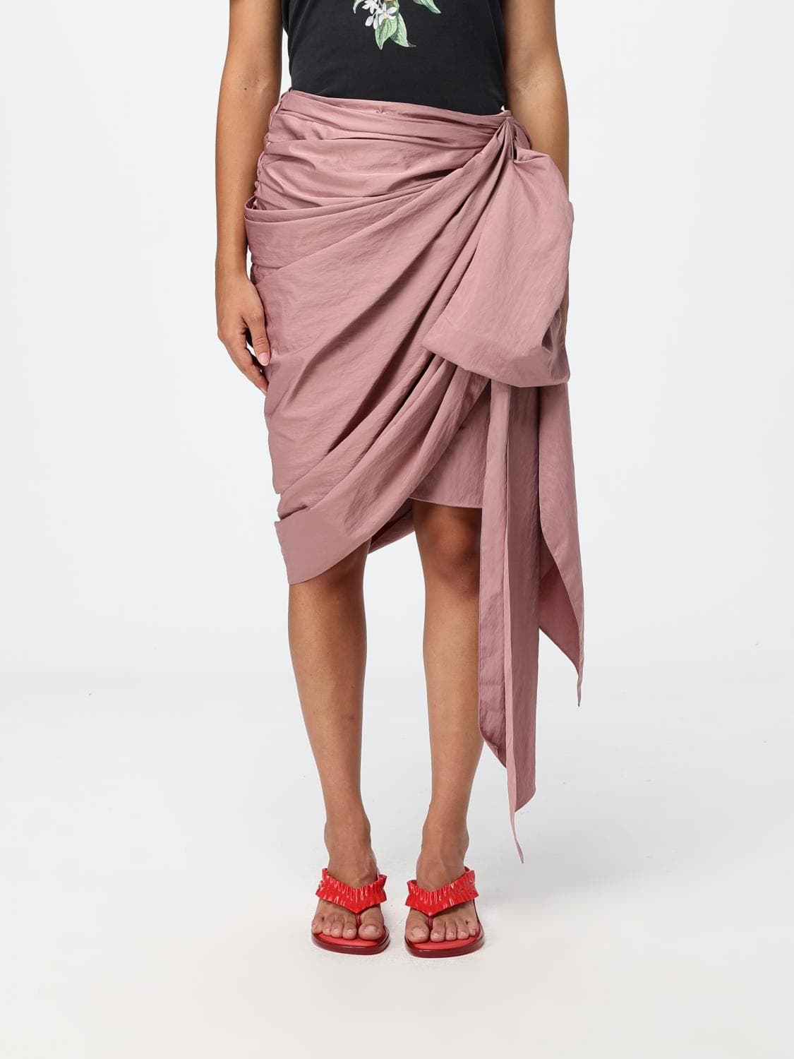 Chloé Asymmetric Taffeta Midi Wrap Skirt