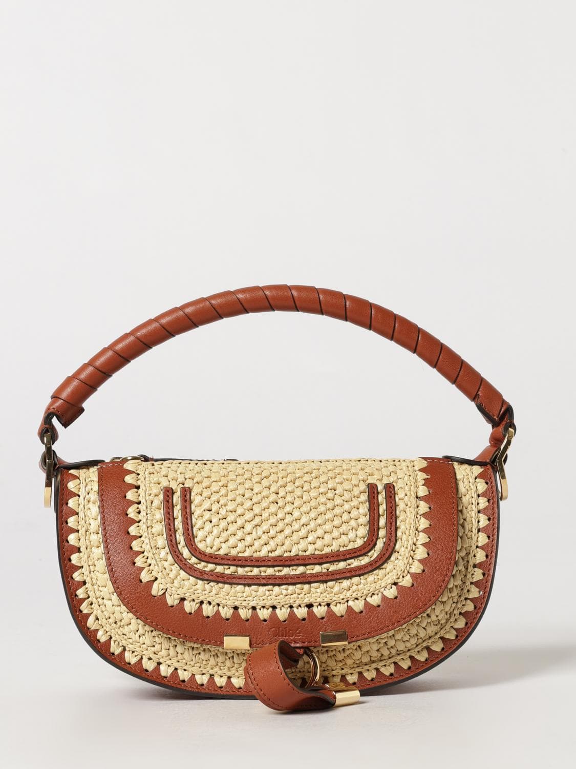 Chloé Marcie Small Hobo Bag in Raffia with Braided Leather Handle · OS