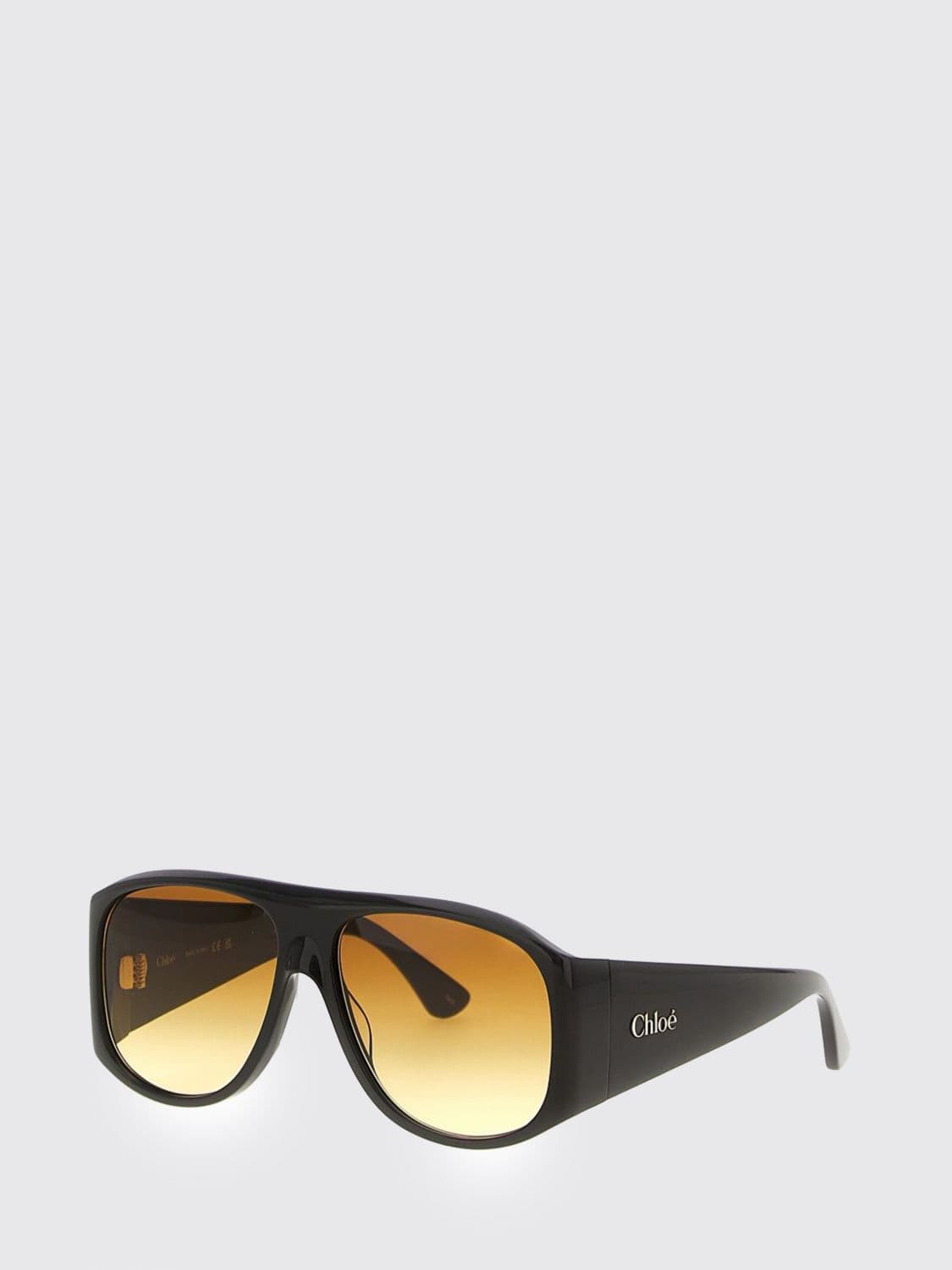 Chloé Rectangular Frame Aviator Sunglasses in Tortoiseshell Acetate · OS