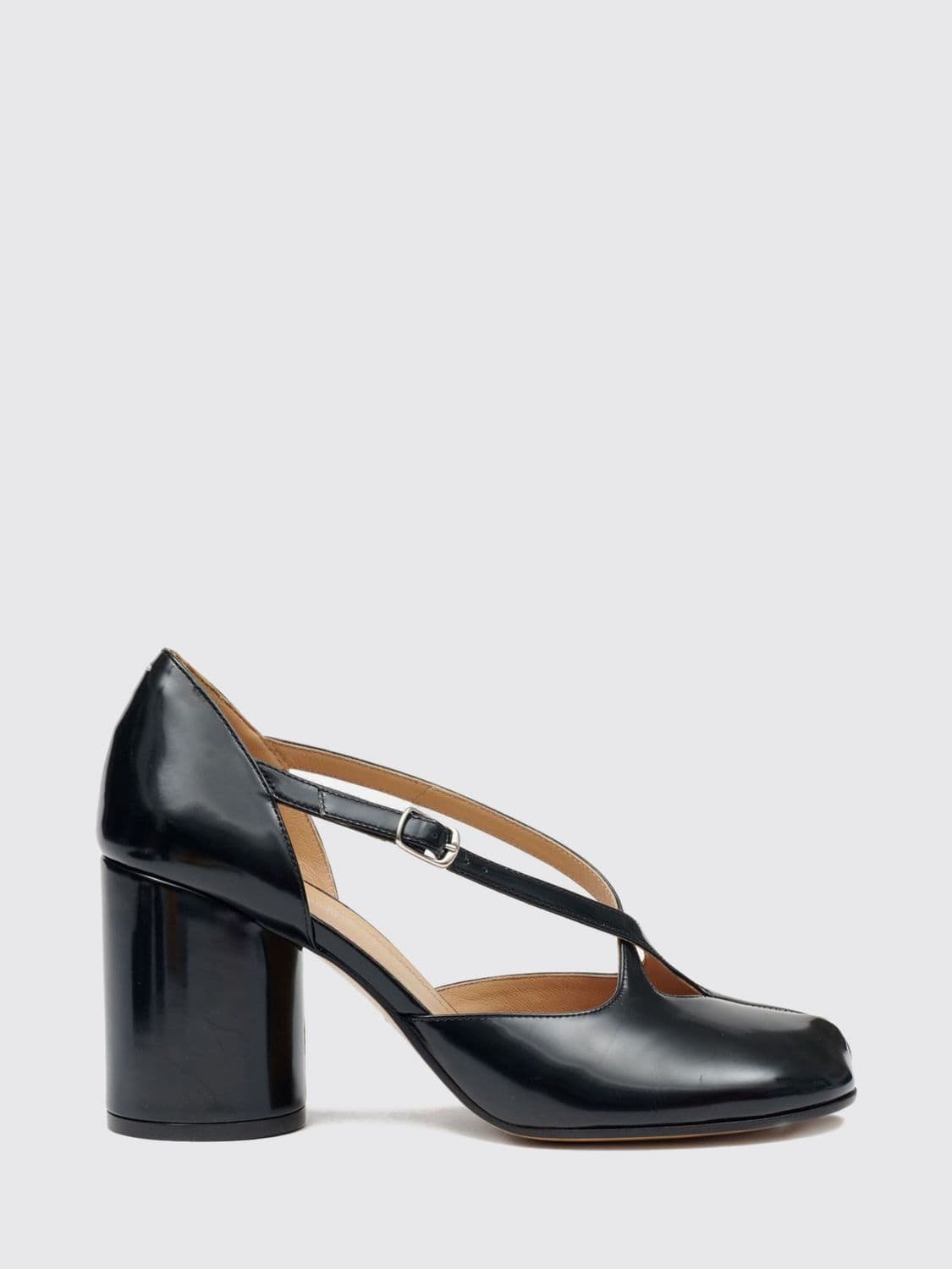 Maison Margiela Tabi Brushed Leather Mary Jane Pumps with Strap