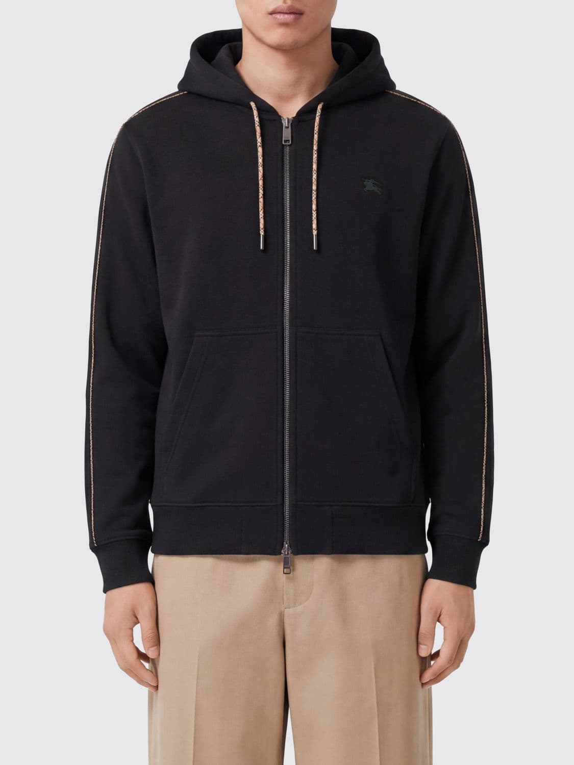 Burberry Relaxed Fit Cotton Zip-Up Hoodie with EKD Logo