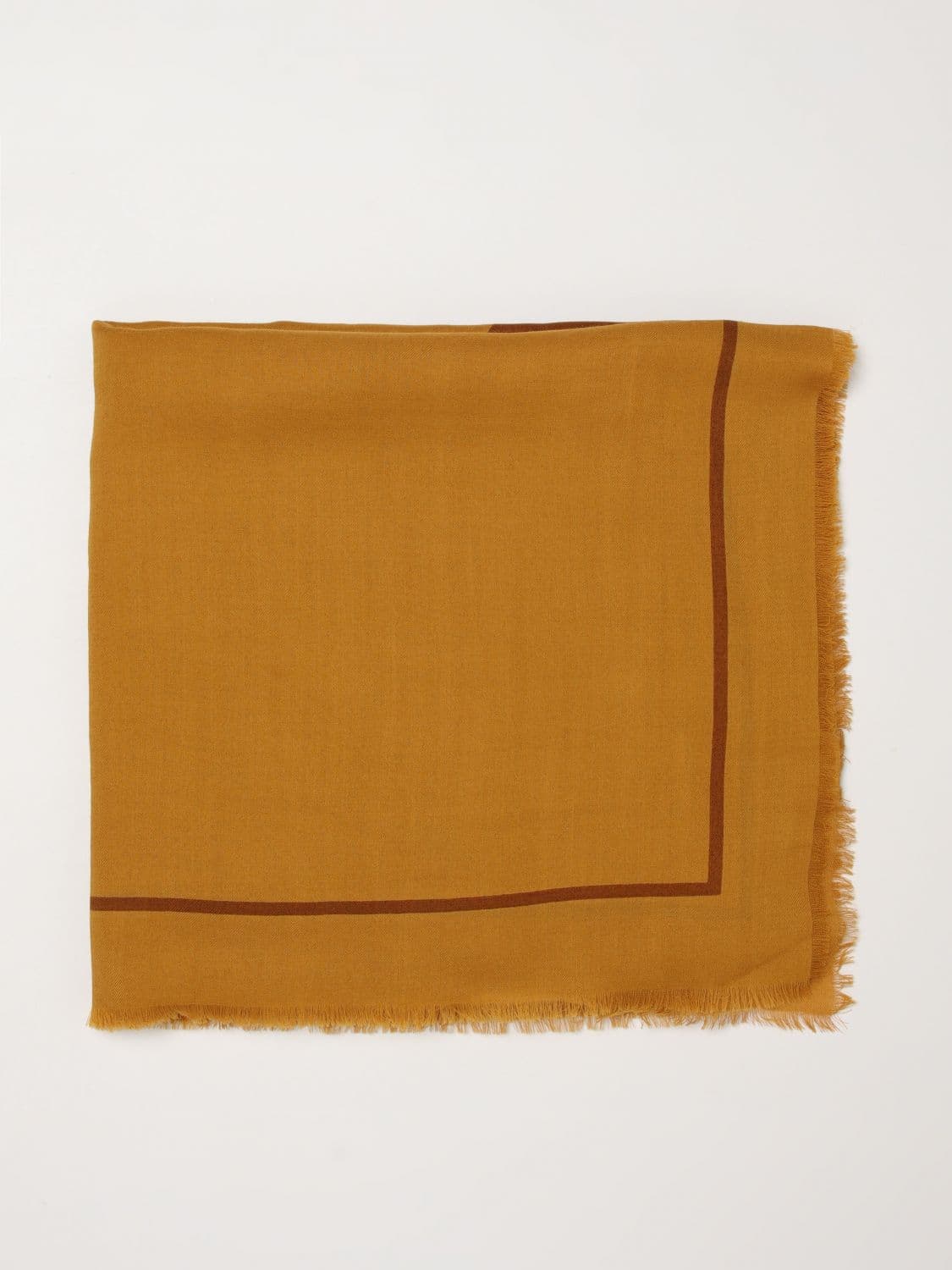 Saint Laurent Square Wool Scarf with YSL Monogram Print and Fringed Edges · OS