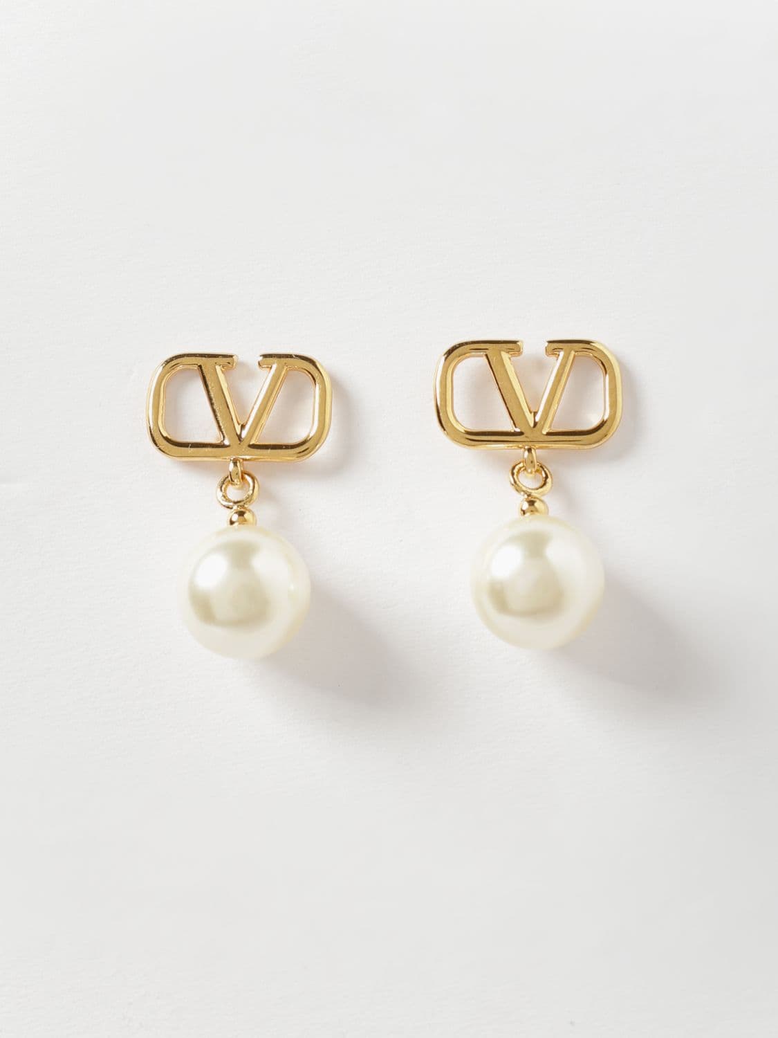 Valentino Garavani VLogo Signature Pearl and Crystal Metal Earrings · OS