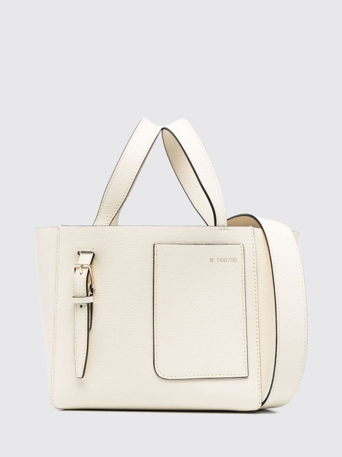 Valextra Grained Cowhide Leather Mini Top Handle Bag with Double Handle and Pouch