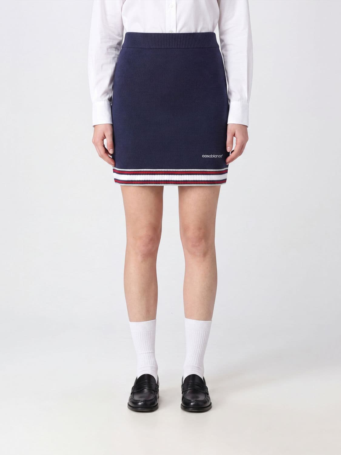 Casablanca High-Waisted Slim Fit Wool Knit Mini Skirt