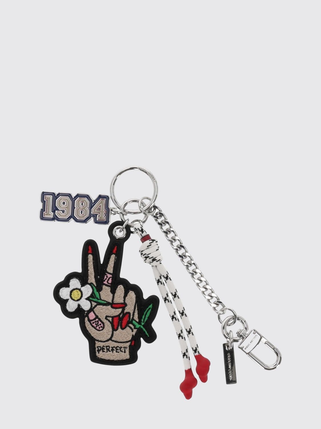Marc Jacobs Metal Keychain with Embroidered Patch and Snap Hook Ring · OS