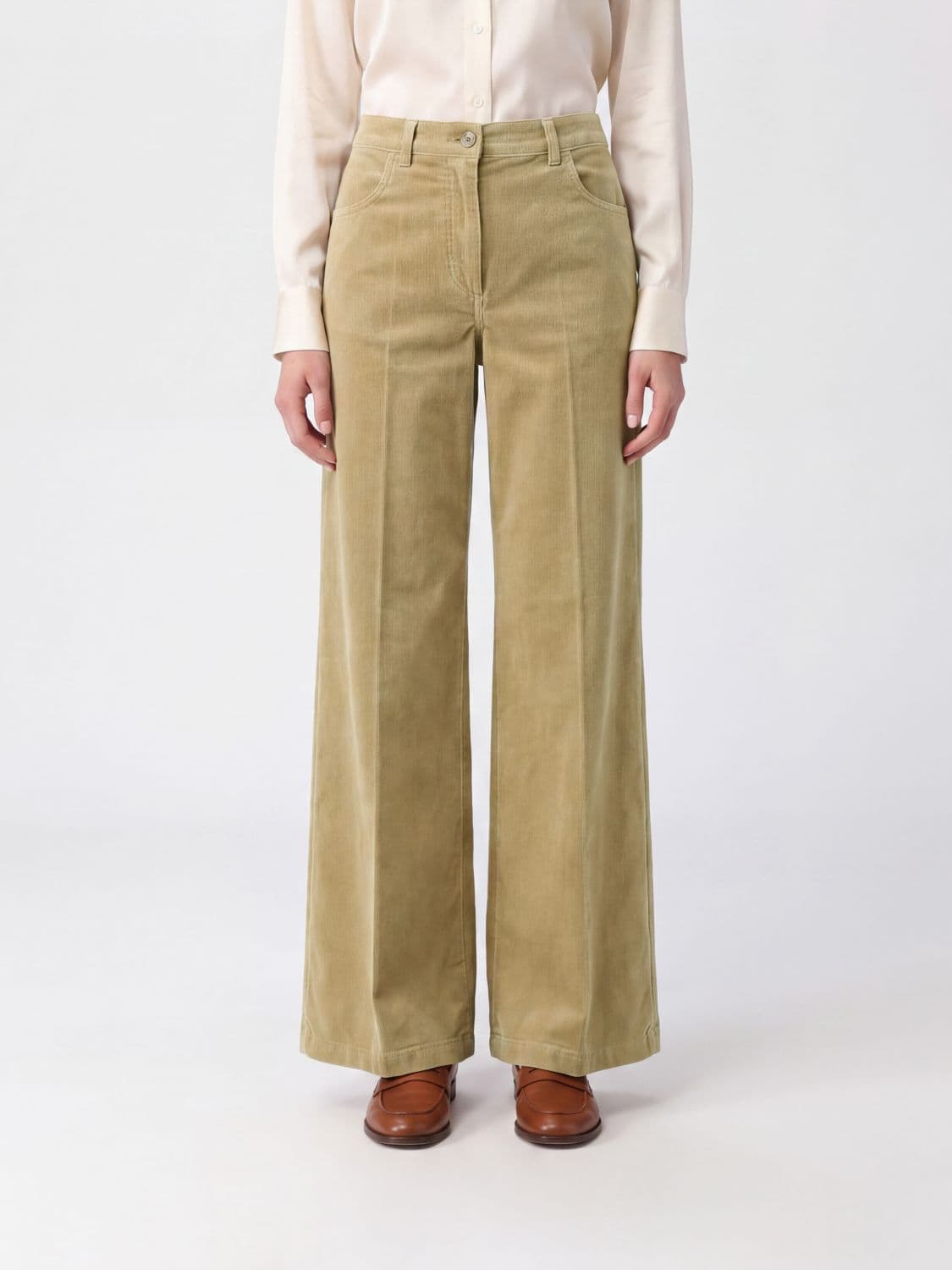 Aspesi High-Waisted Wide-Leg Cotton Corduroy Trousers
