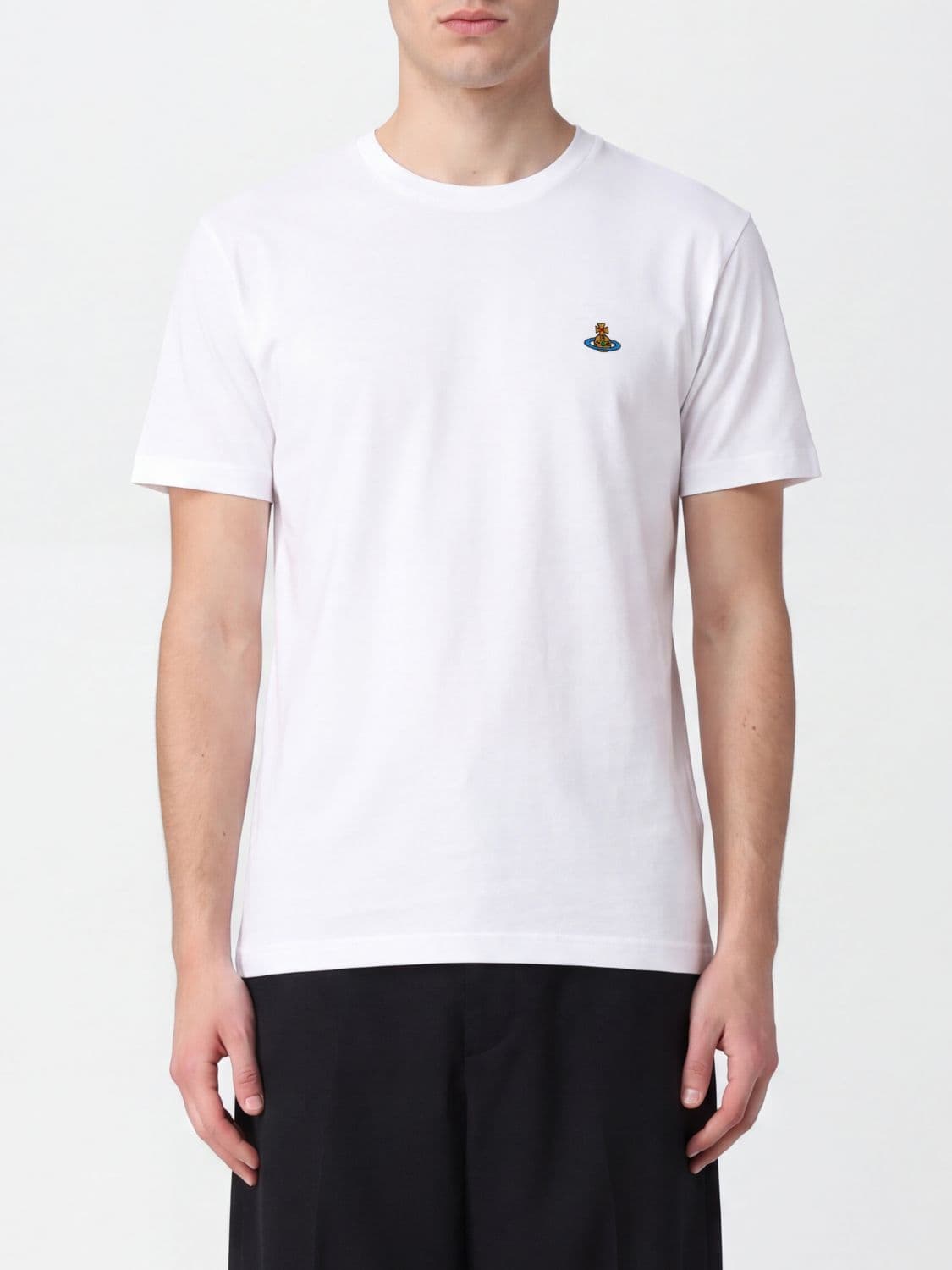 Vivienne Westwood Cotton T-Shirt with Contrast Embroidered Orb Logo on the Chest