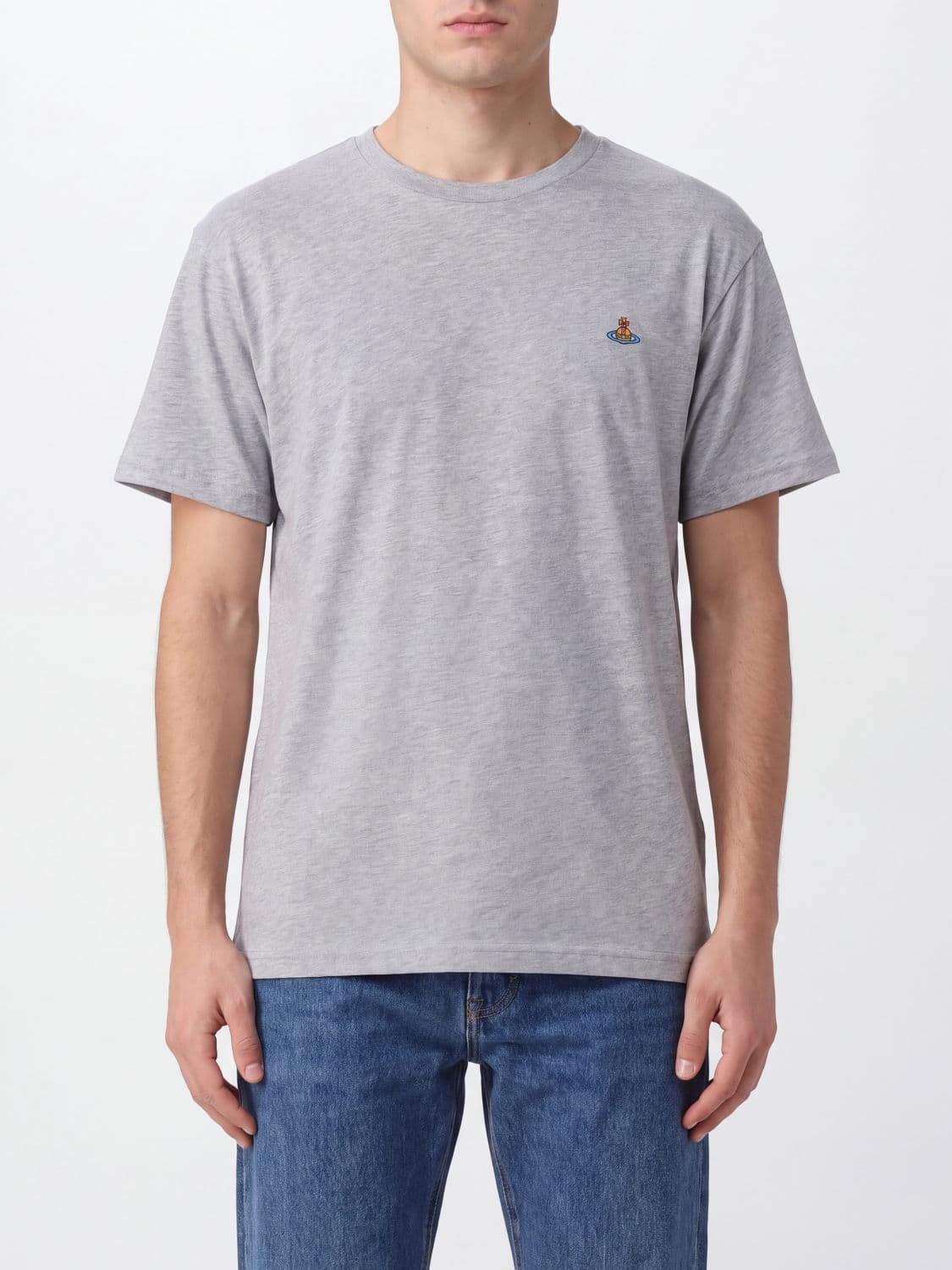 Vivienne Westwood Cotton T-Shirt with Contrast Embroidered Orb Logo on the Chest