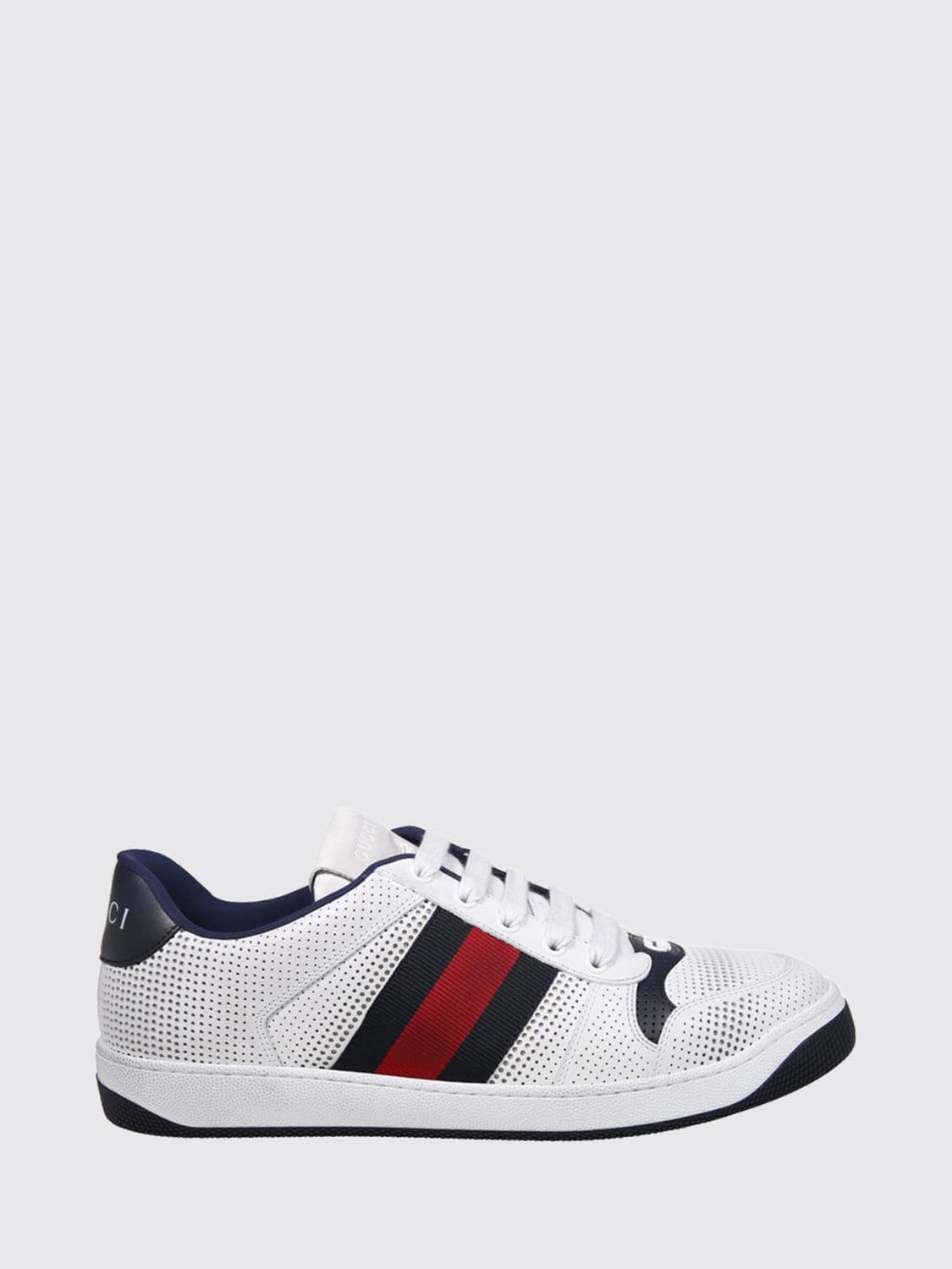 Gucci Screener Leather Sneakers with Distressed Effect and Stripe Detail