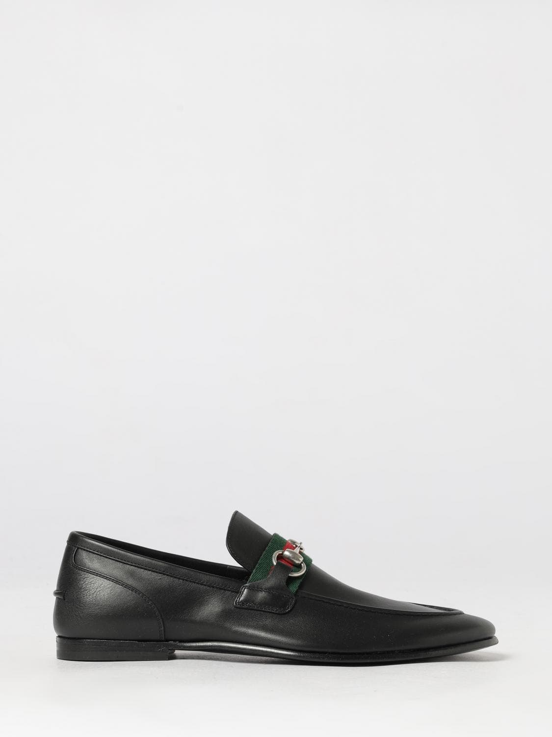 Gucci Como Leather Loafers with Horsebit Detail and Web Stripe