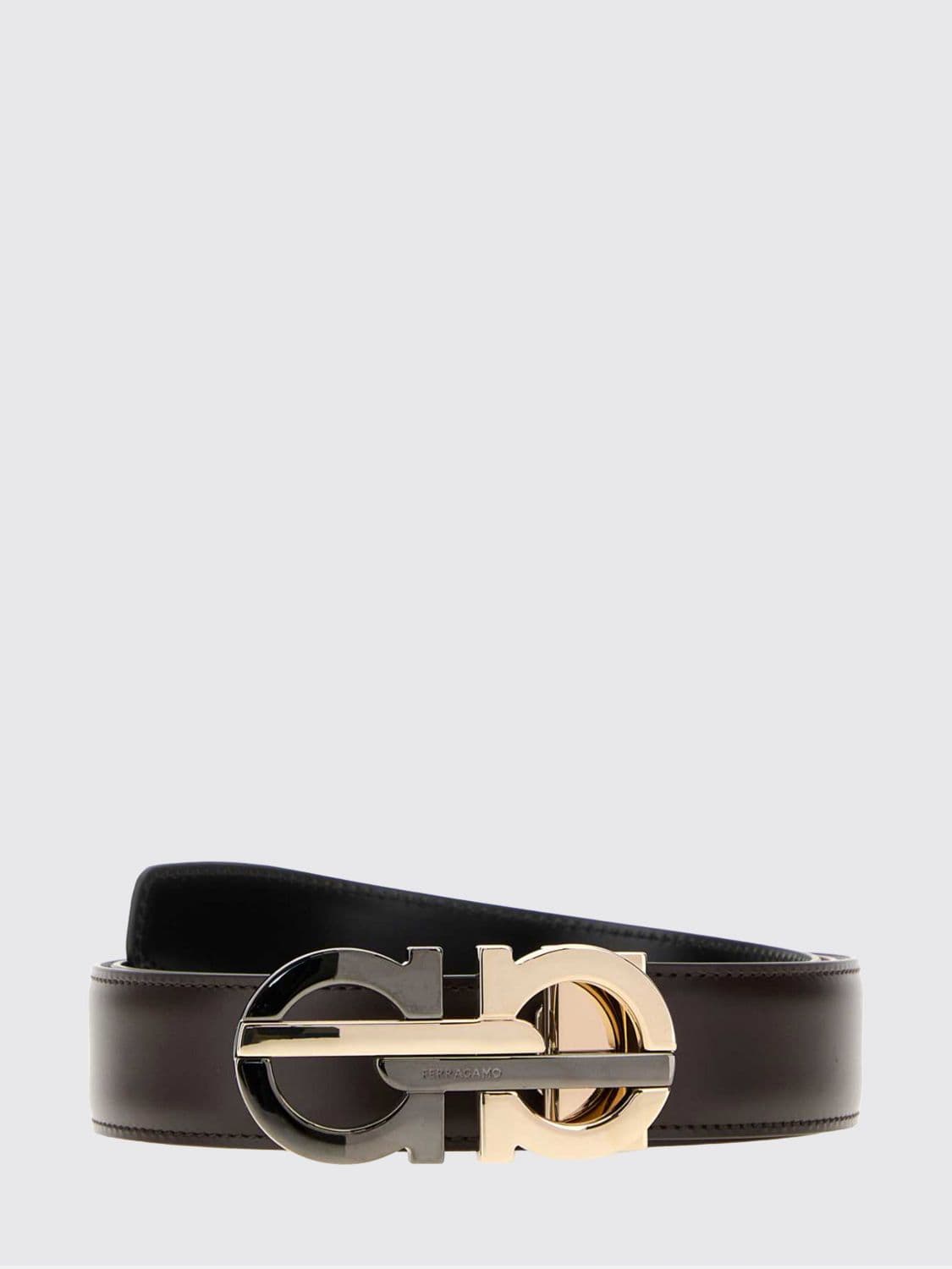 Ferragamo Gancini Reversible Leather Belt with Buckle Clasp