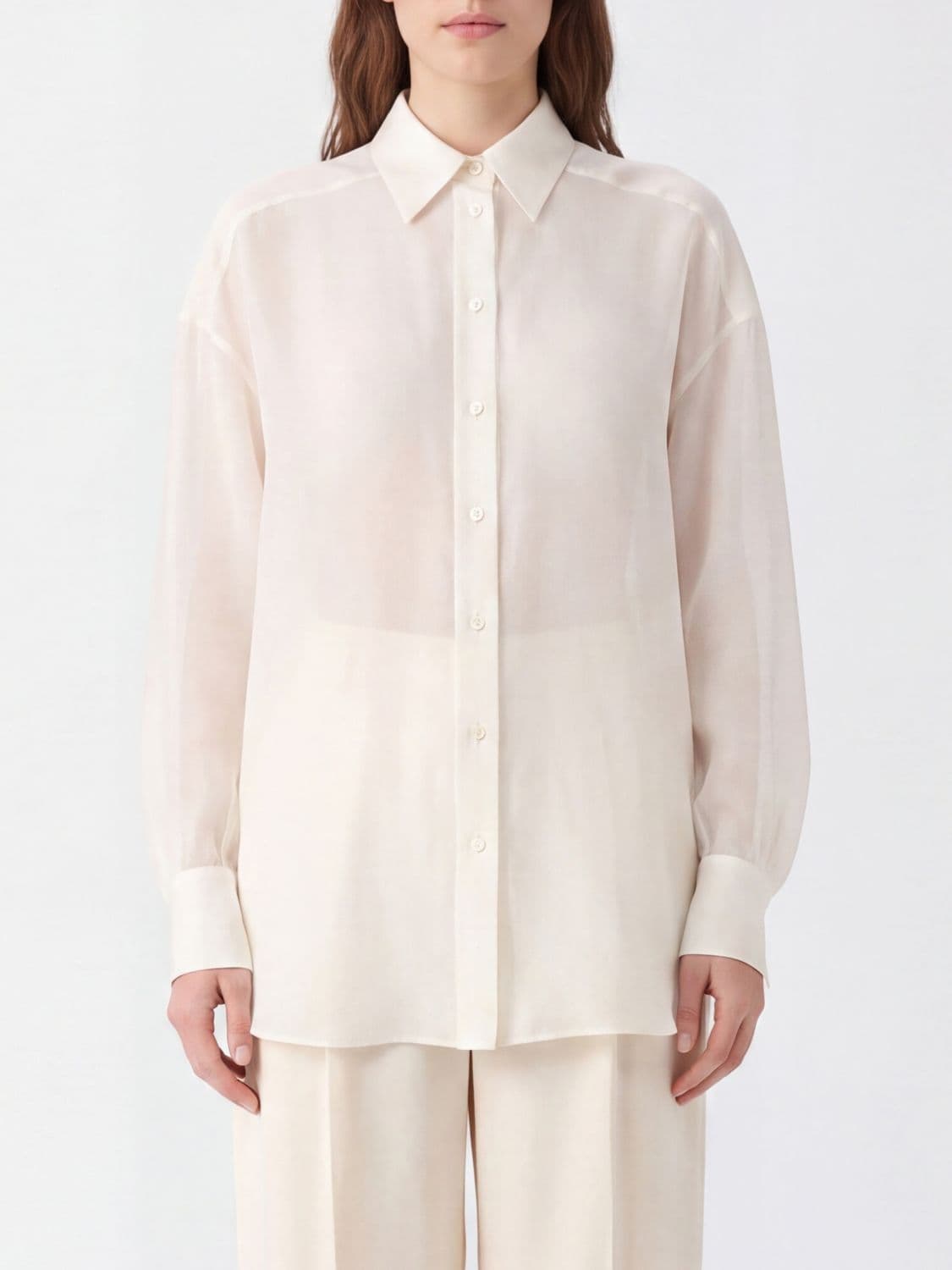 Brunello Cucinelli Relaxed Fit Pure Silk Shirt with French Collar · M