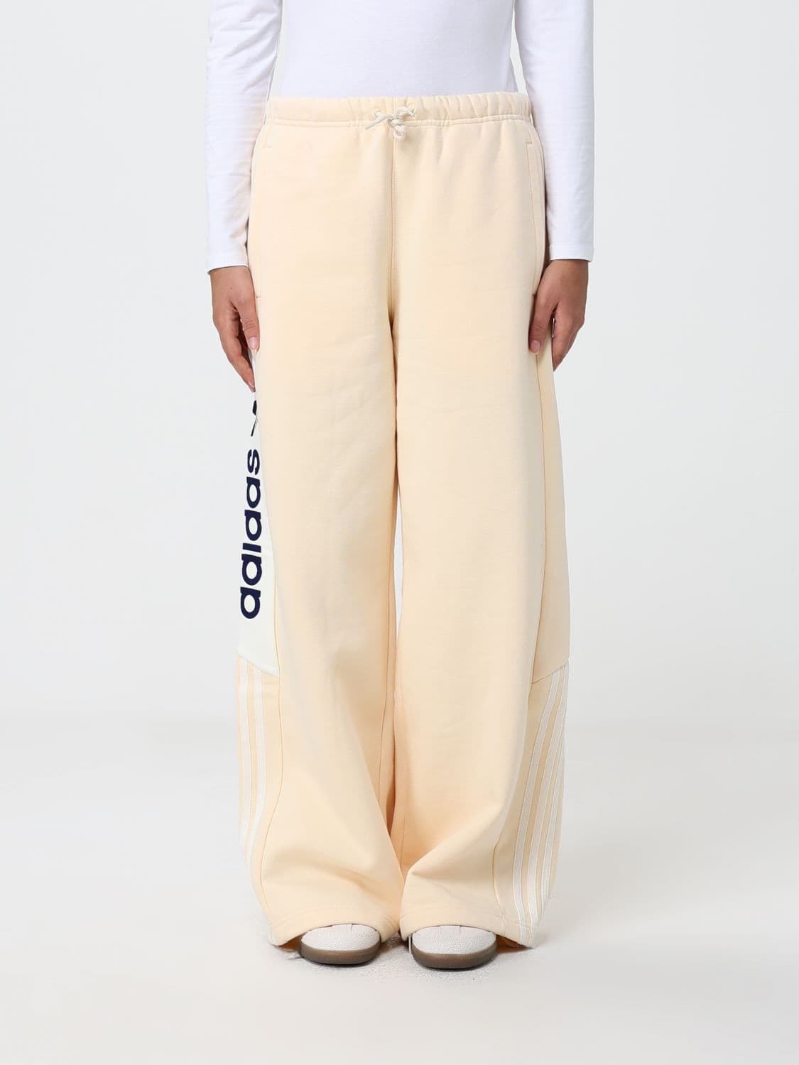 Adidas Originals Wide-Leg Jogging Trousers in Cotton Blend with Drawstring
