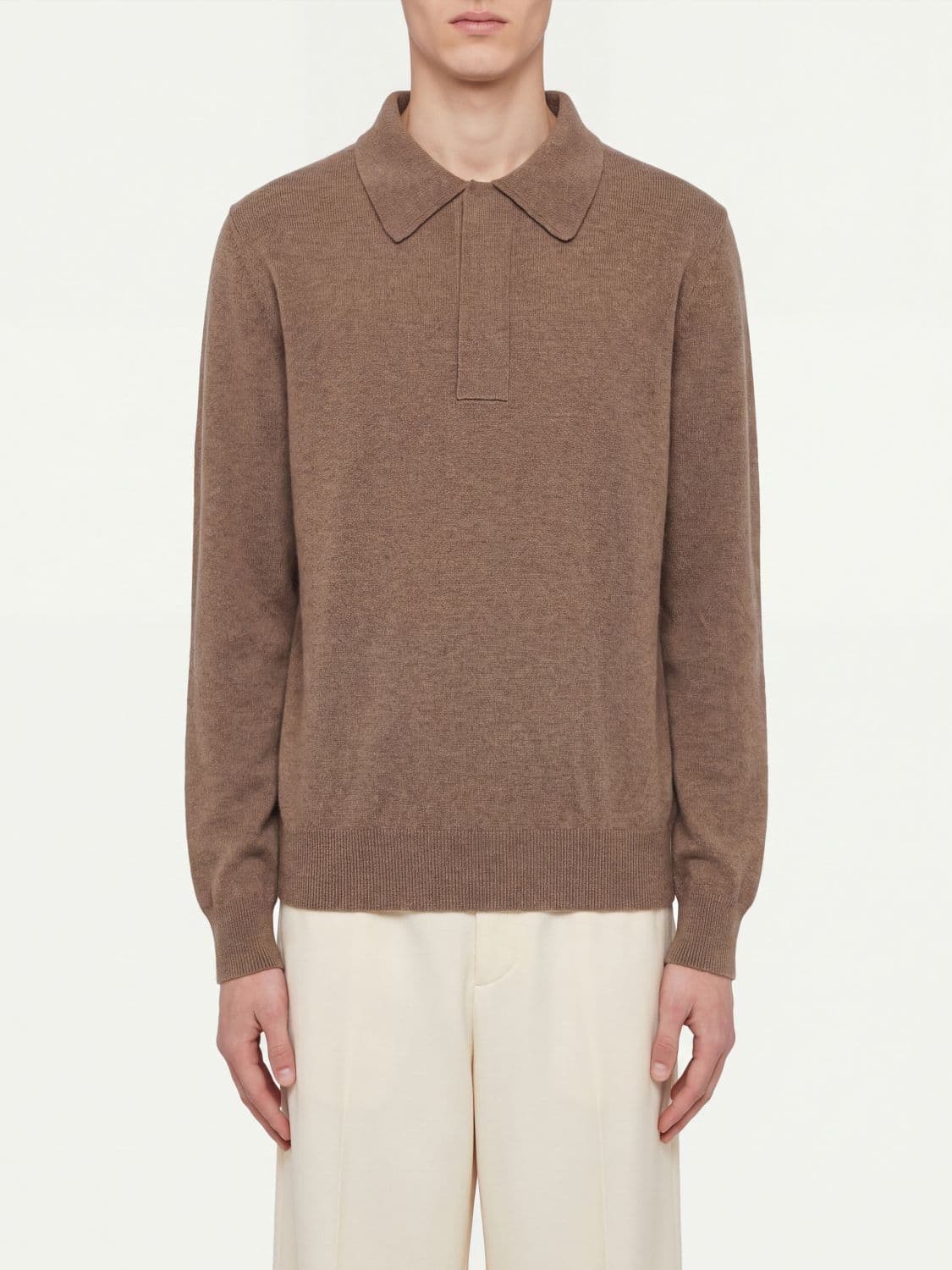Jil Sander Long-Sleeved Knit Wool Polo with Concealed Placket