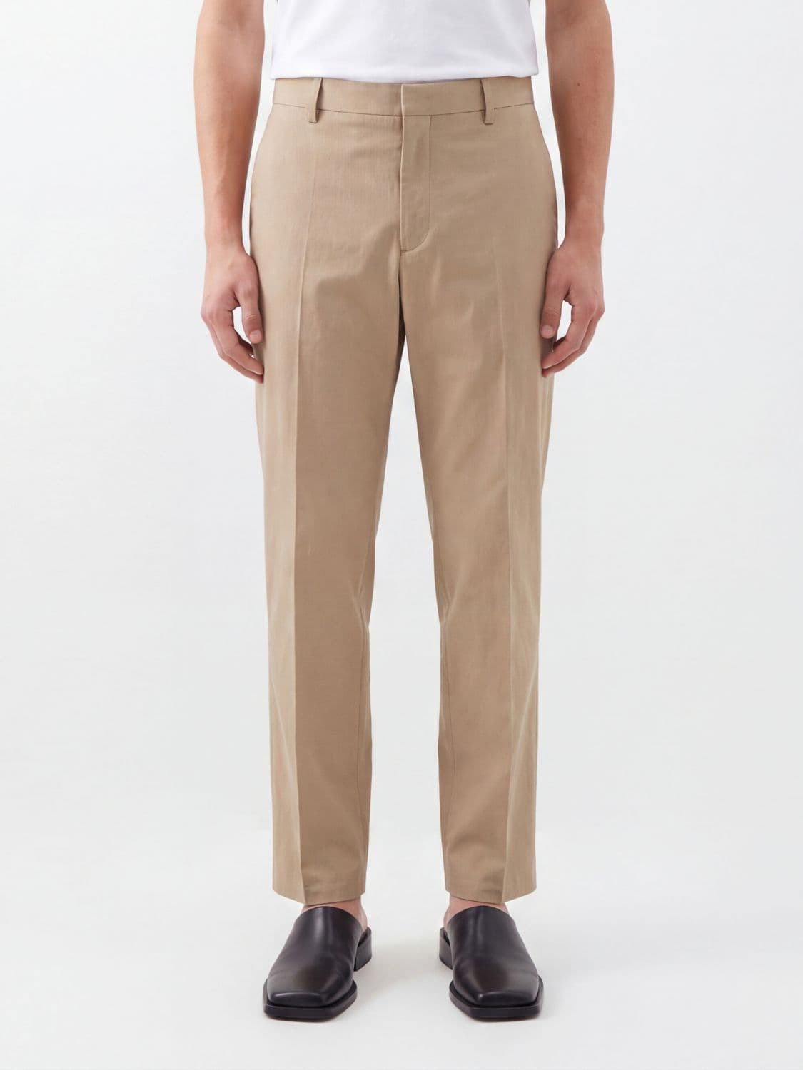 Jil Sander Slim Fit Cotton Gabardine Trousers with French Pockets