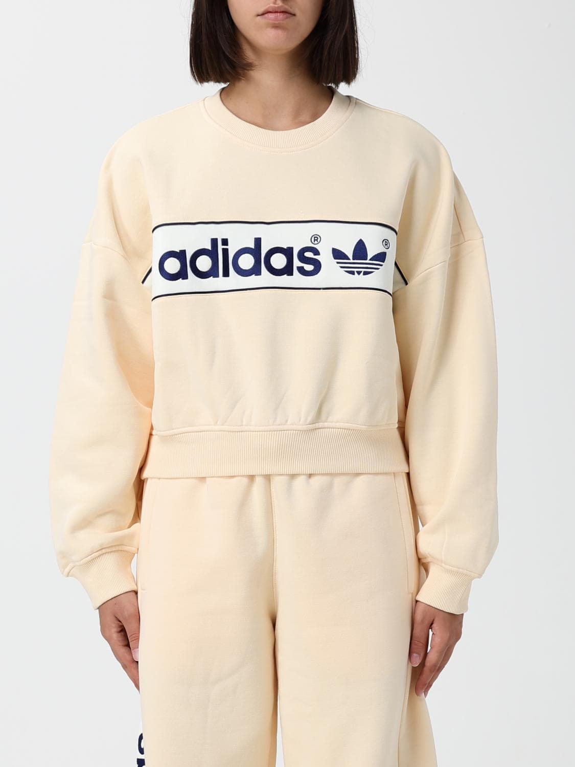 Adidas Originals Sweatshirt Woman color Yellow Cream