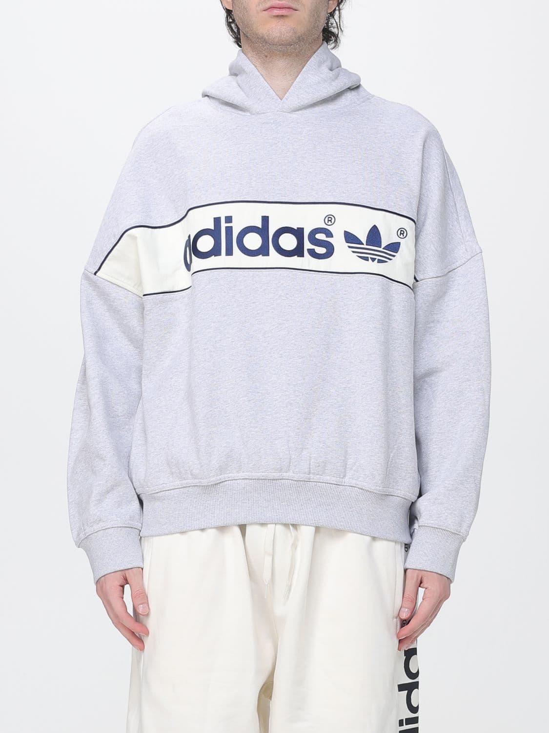 Adidas Originals Relaxed Fit Cotton-Blend Hoodie with Contrast Logo