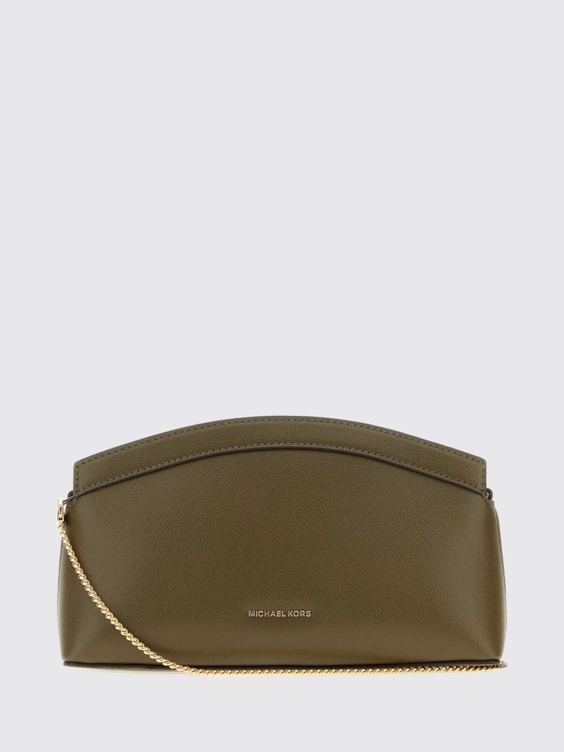Michael Kors Athena Grained Leather Crossbody Bag with Metal Chain Strap