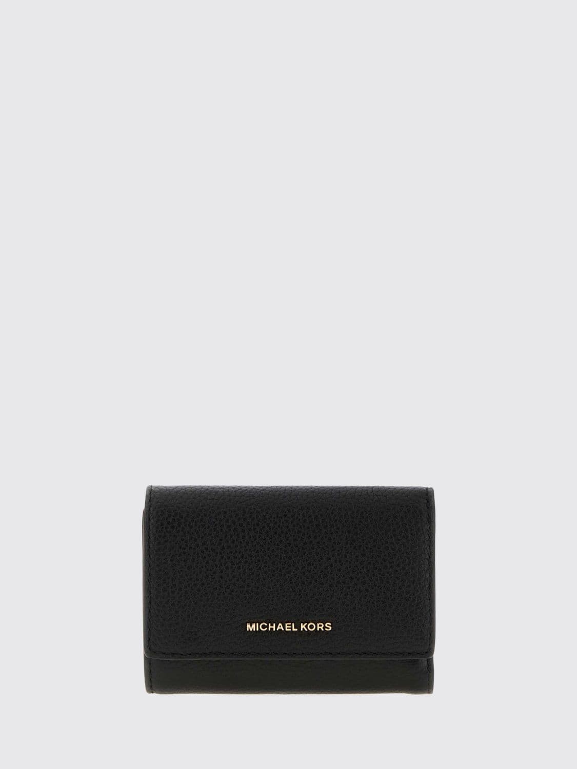Michael Kors Bryant Leather Tri-Fold Wallet with Metal Logo and Button