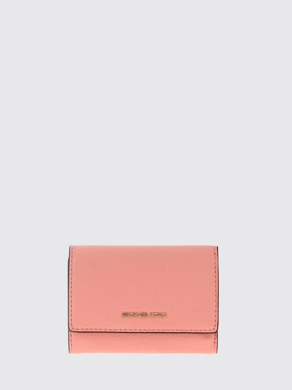 Michael Kors Bryant Leather Tri-Fold Wallet with Metal Logo and Button