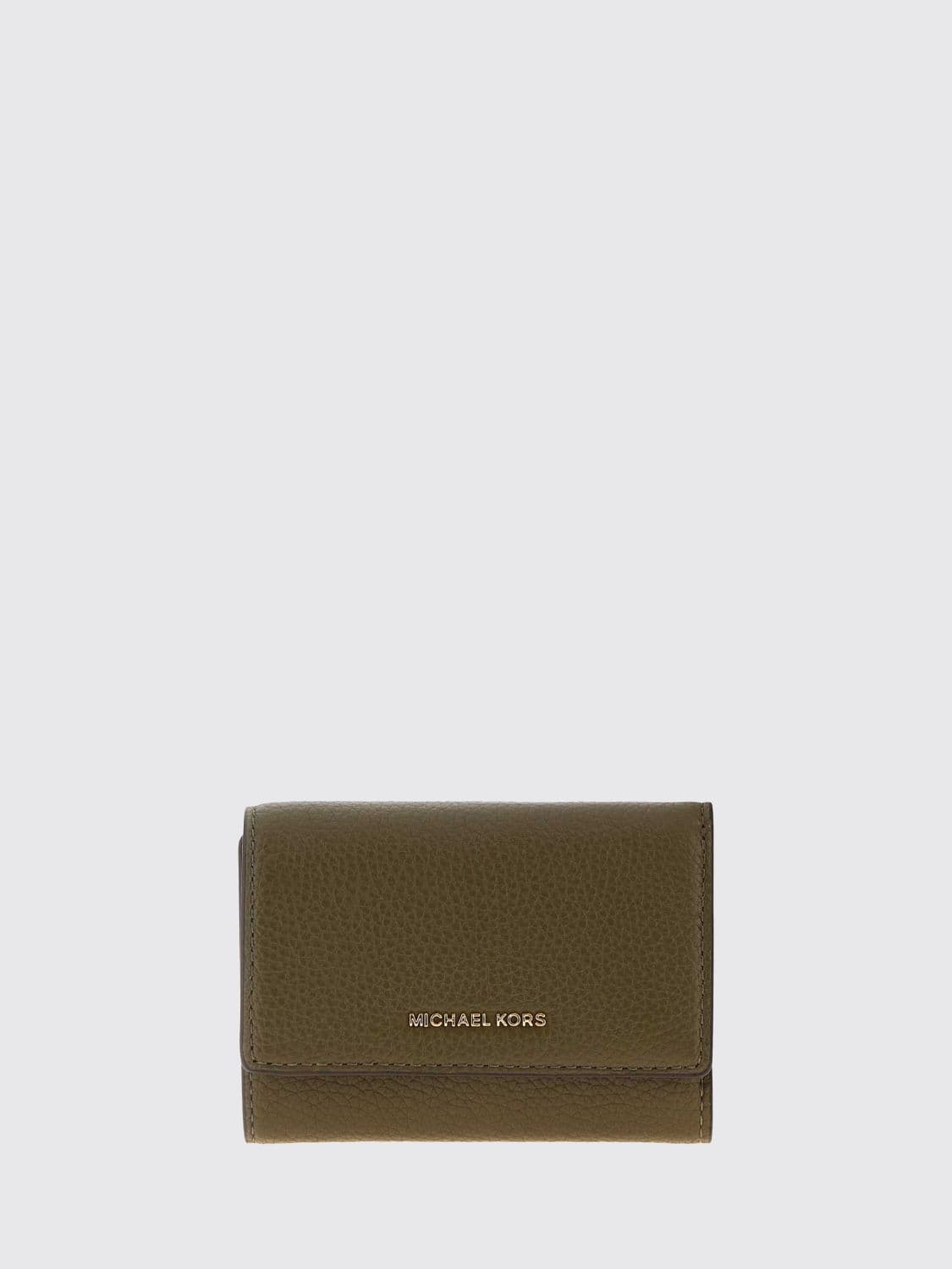 Michael Kors Bryant Leather Tri-Fold Wallet with Metal Logo and Button